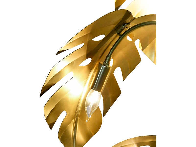 Worlds Away Iggy Monstera Tree Brass Floor Lamp