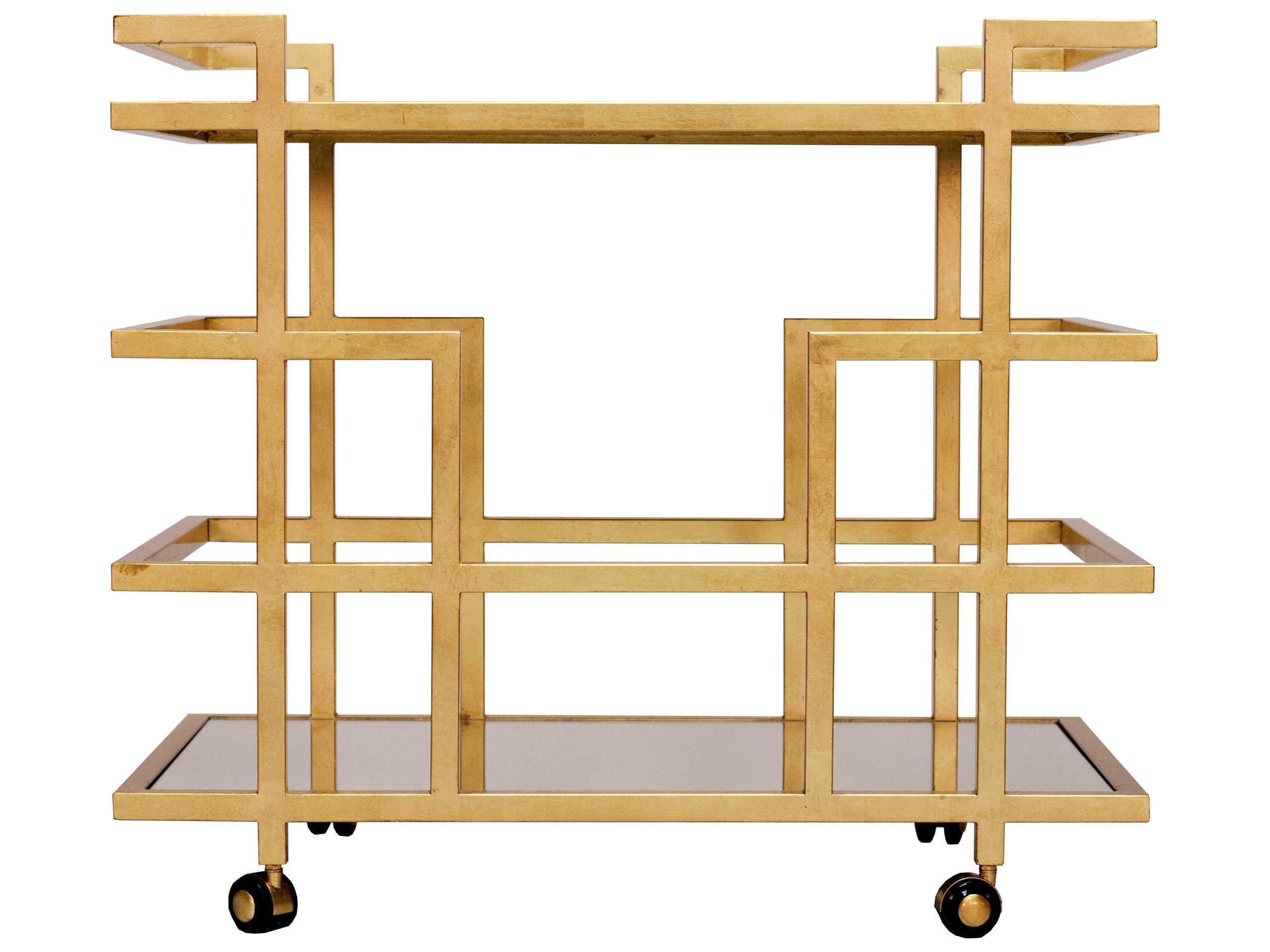 Worlds Away Glass Gold Bar Cart