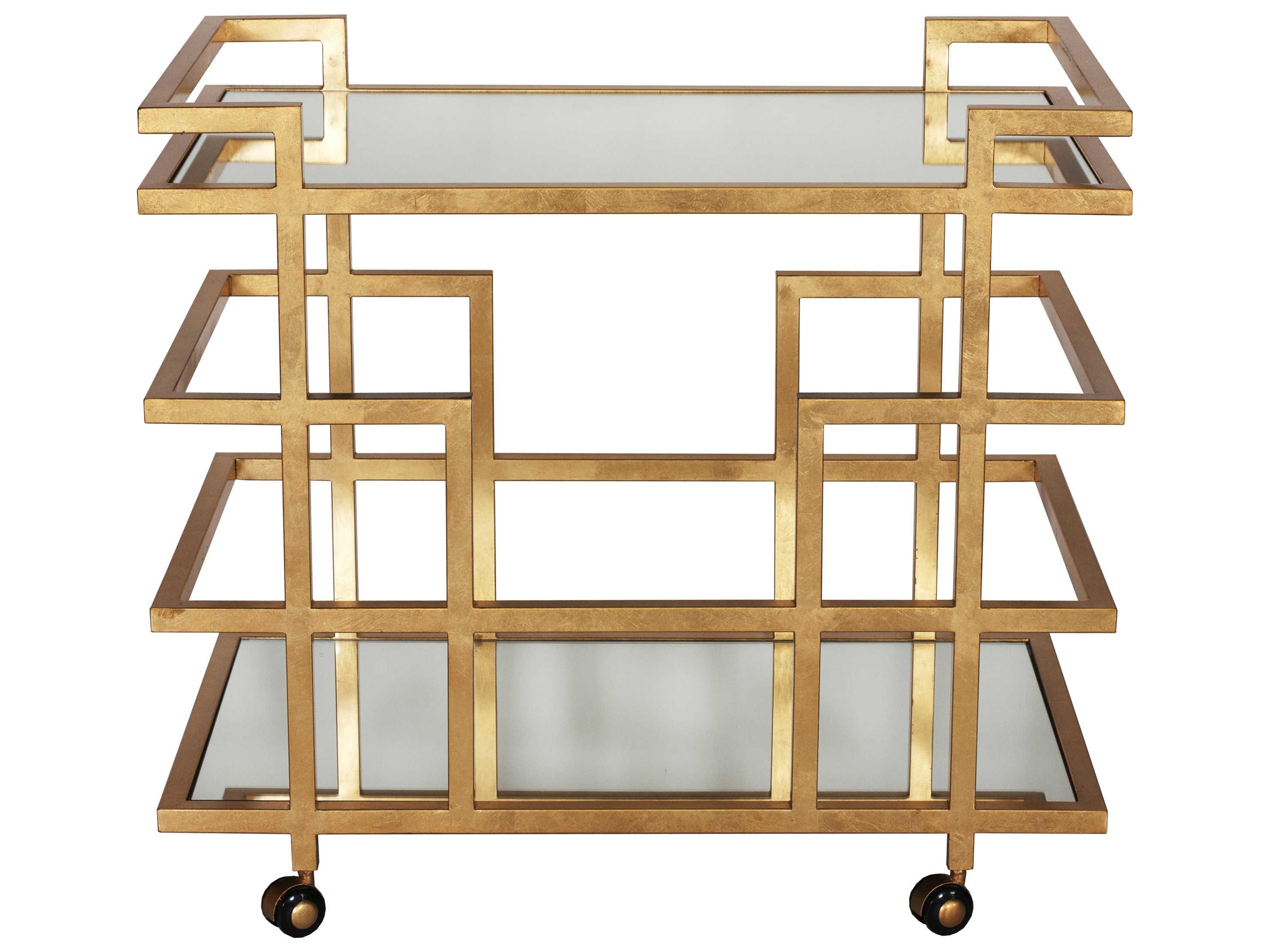 Worlds Away Glass Gold Bar Cart