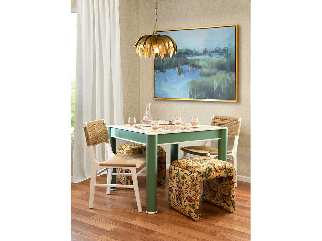 Worlds Away Jackie Solid Wood Green Dining Table