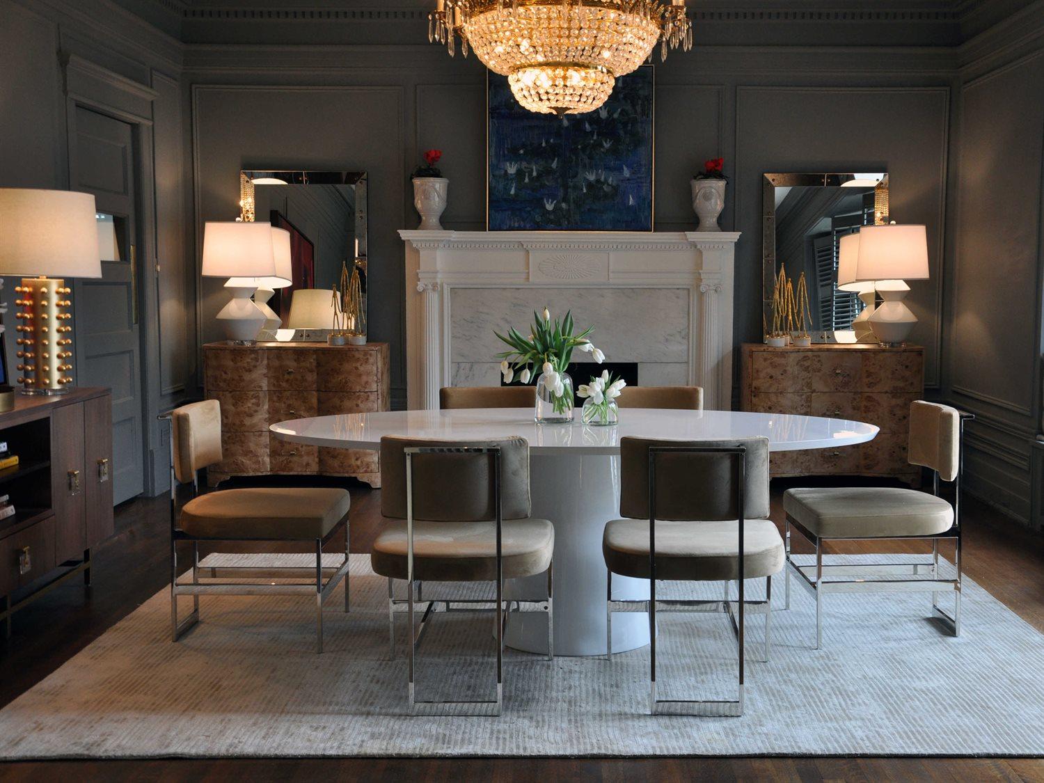 Worlds Away Oval Wood Dining Table