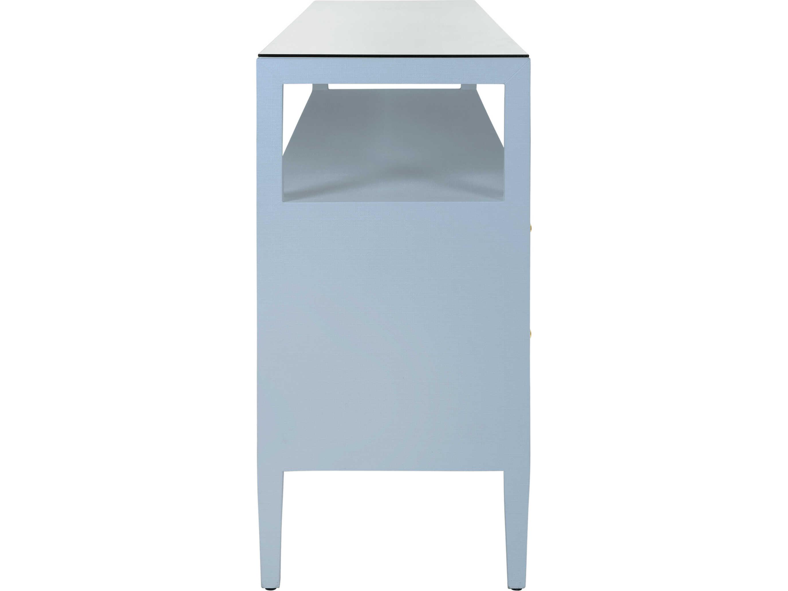 Worlds Away Jordan Rectangular Wood Blue Console Table