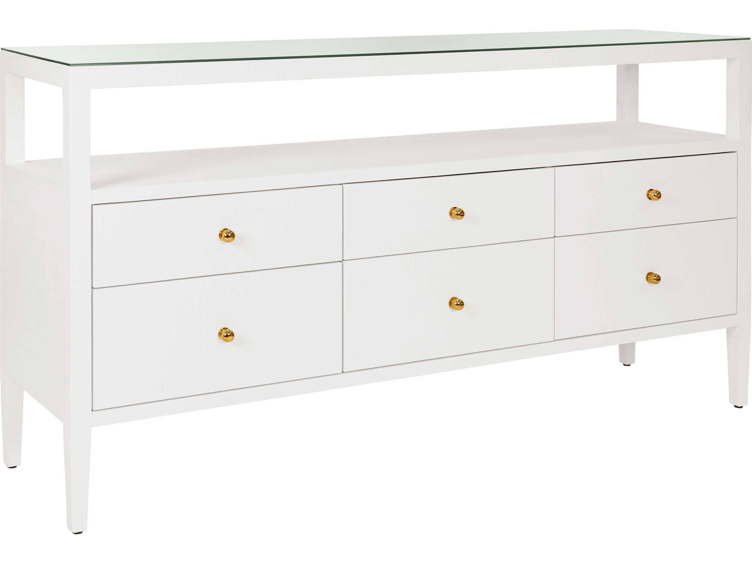 Worlds Away Jordan Rectangular Wood White Console Table