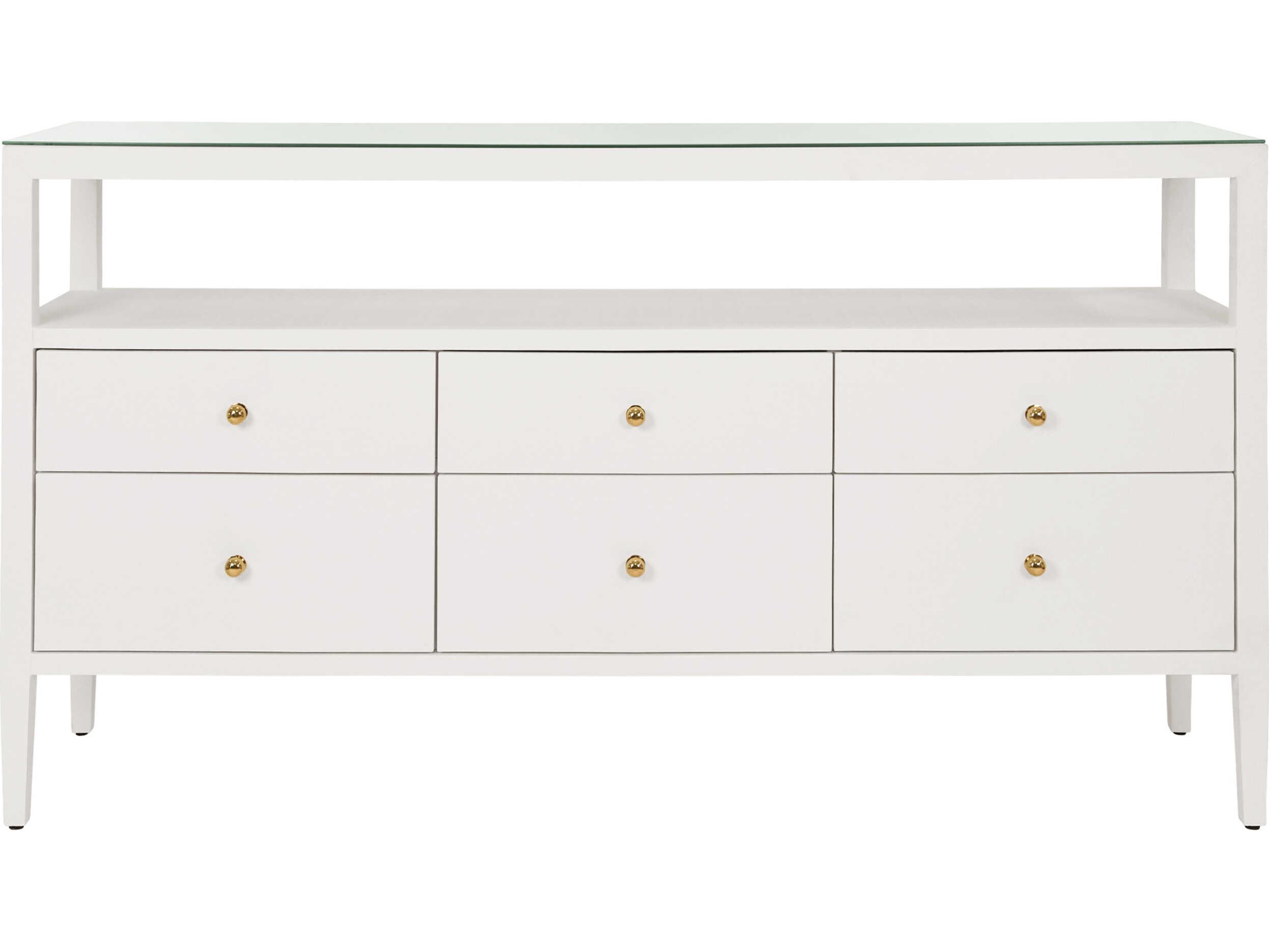 Worlds Away Jordan Rectangular Wood White Console Table