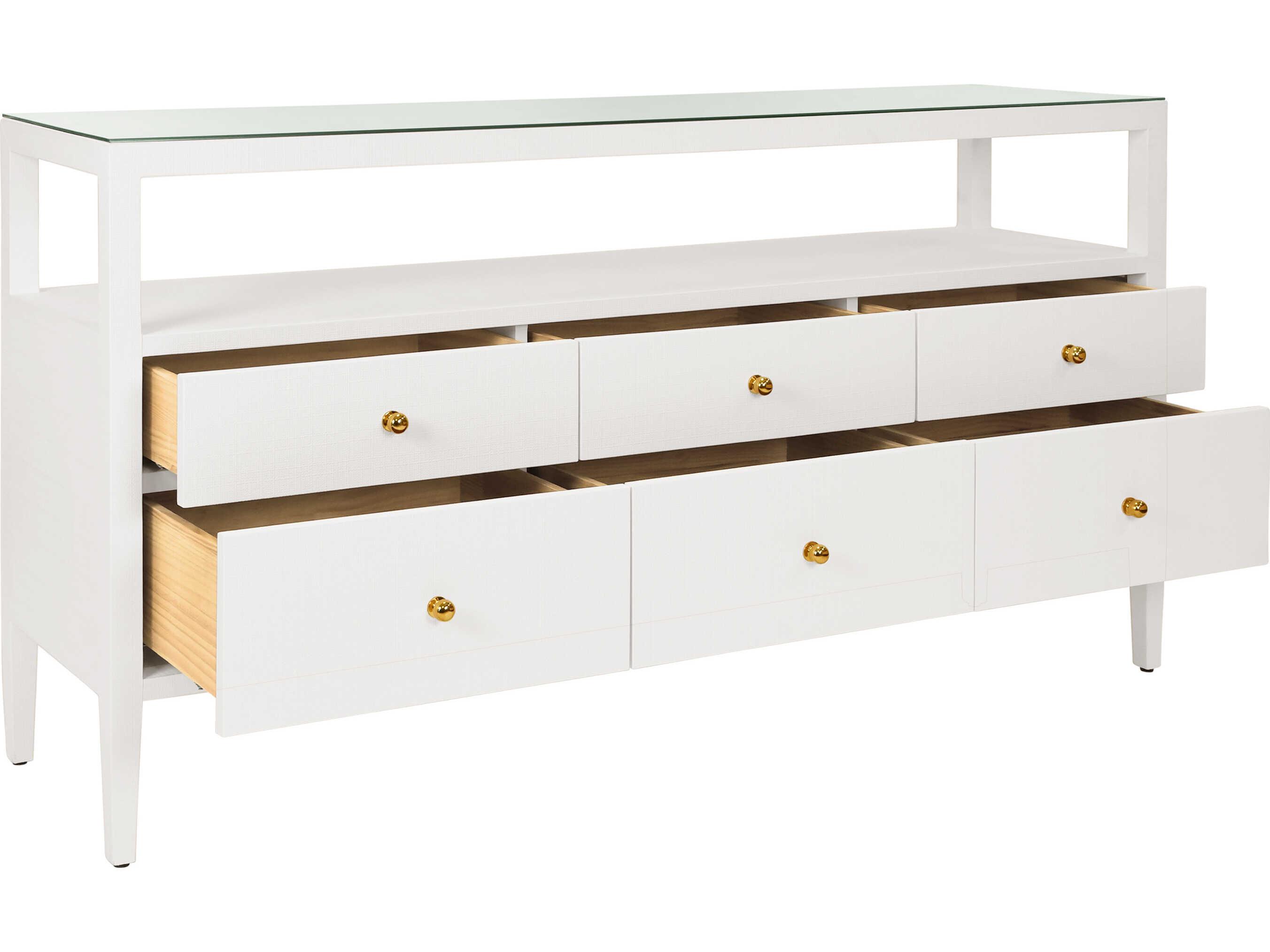 Worlds Away Jordan Rectangular Wood White Console Table