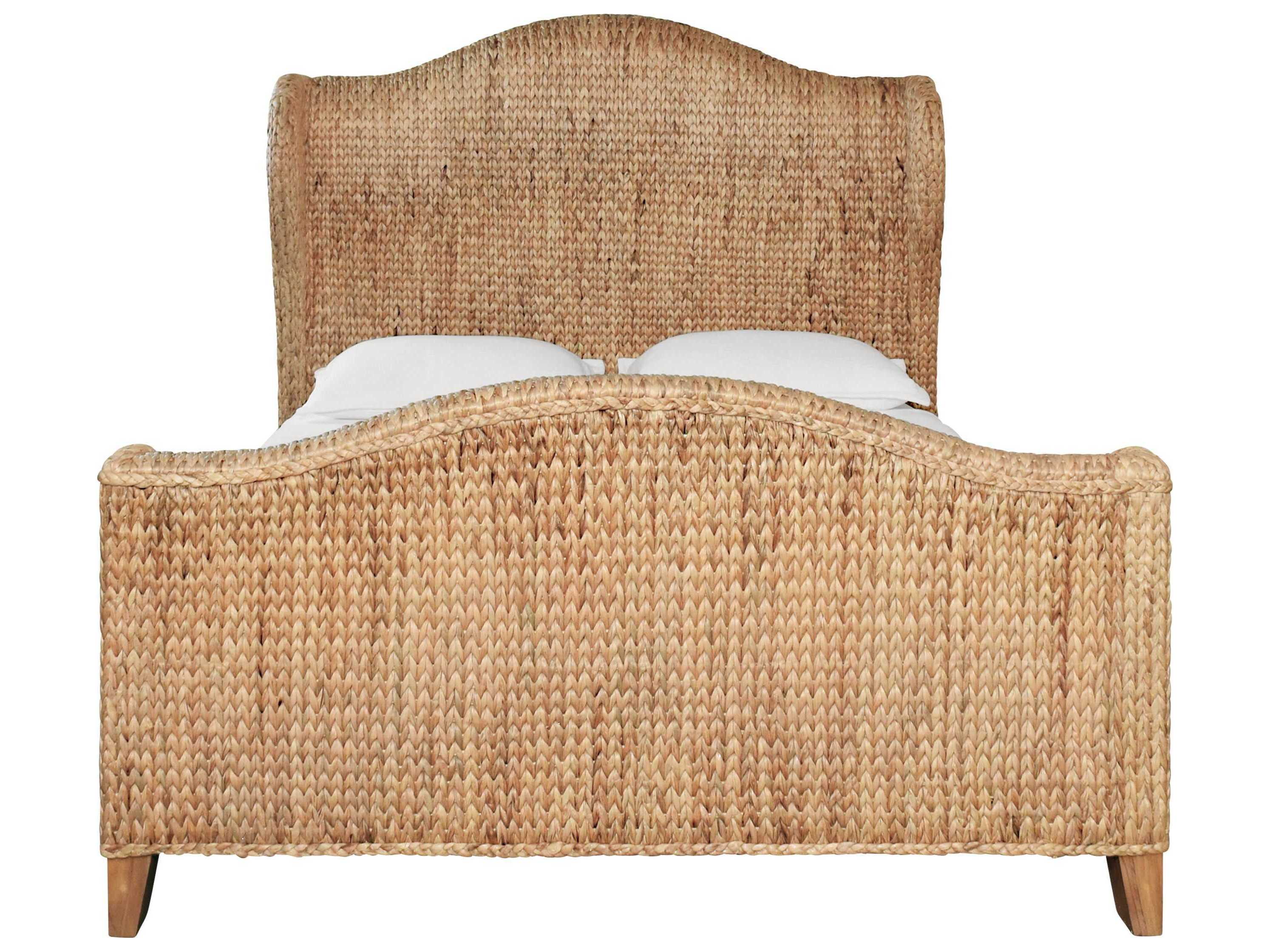 Worlds Away Brown Rattan Wood Queen Platform Bed