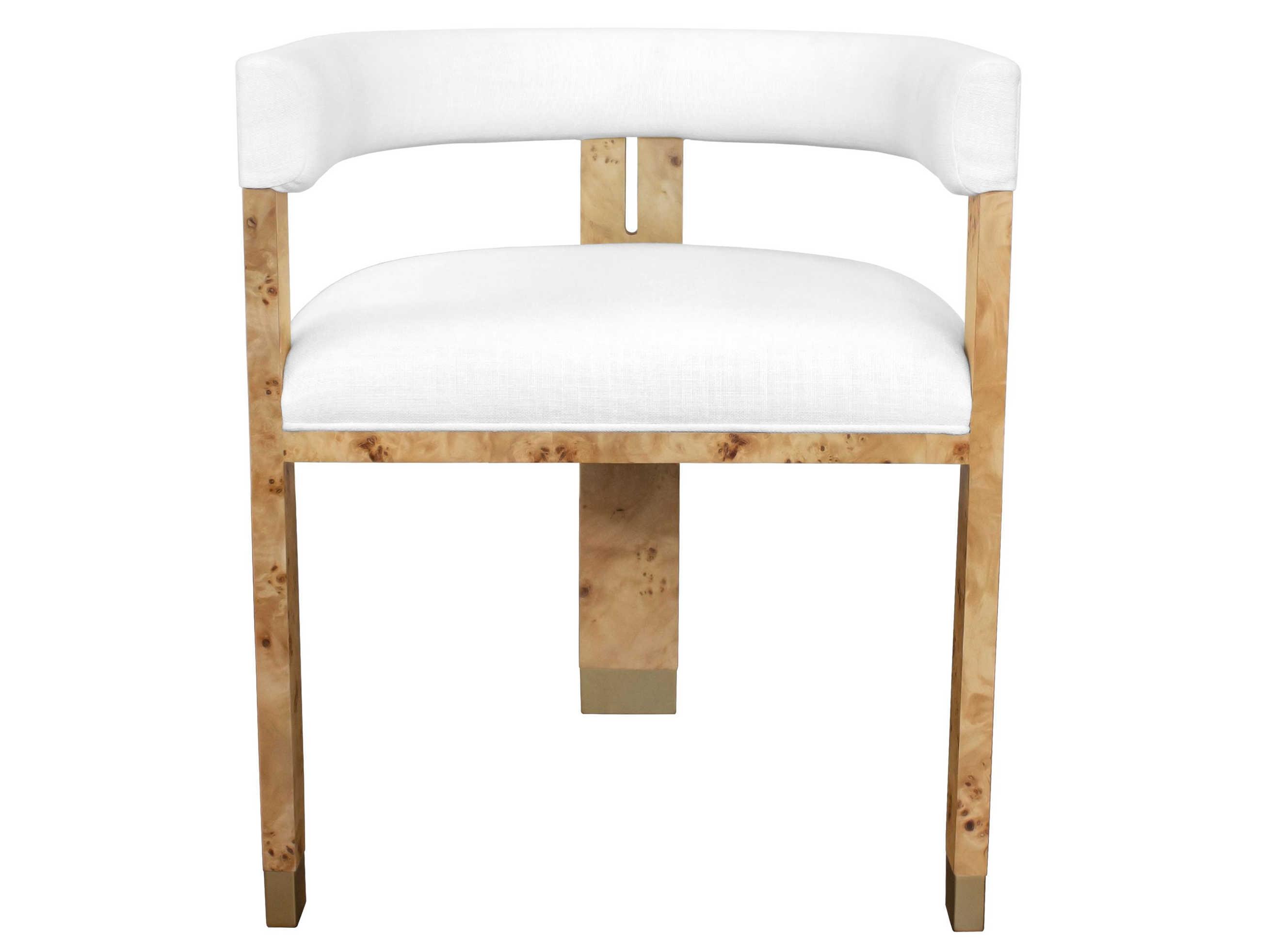 Worlds Away Brown Upholstered Arm Dining Chair