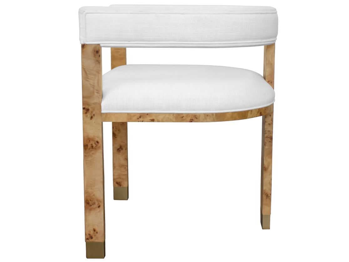 Worlds Away Brown Upholstered Arm Dining Chair