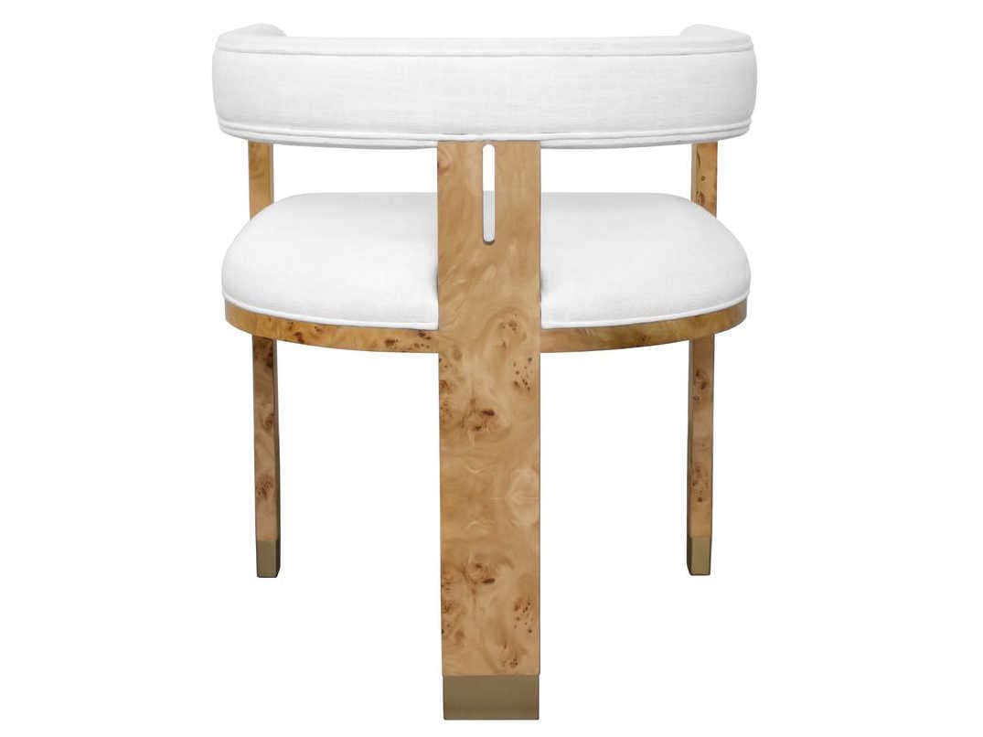 Worlds Away Brown Upholstered Arm Dining Chair