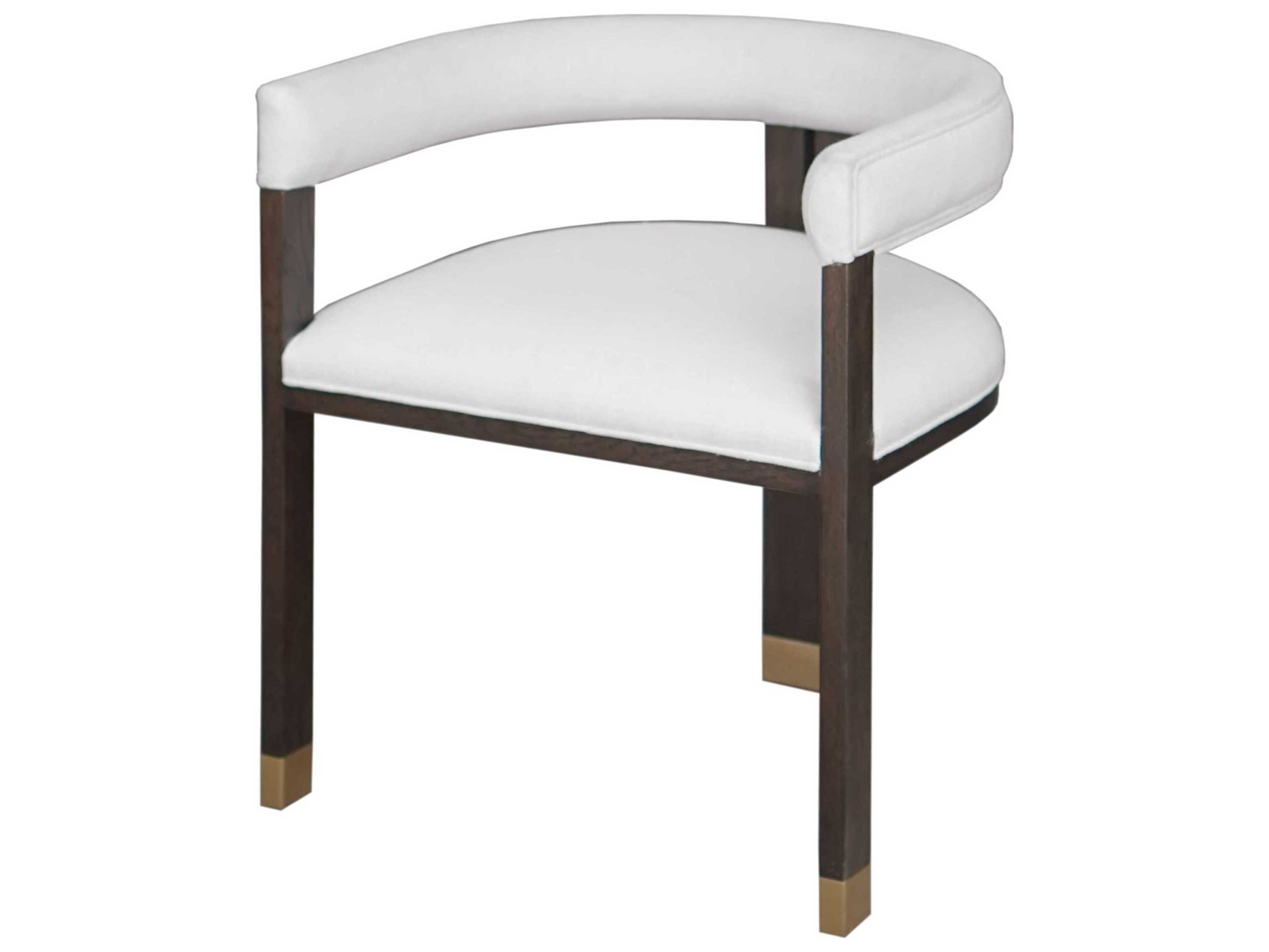 Worlds Away Hardwood White Upholstered Arm Dining Chair