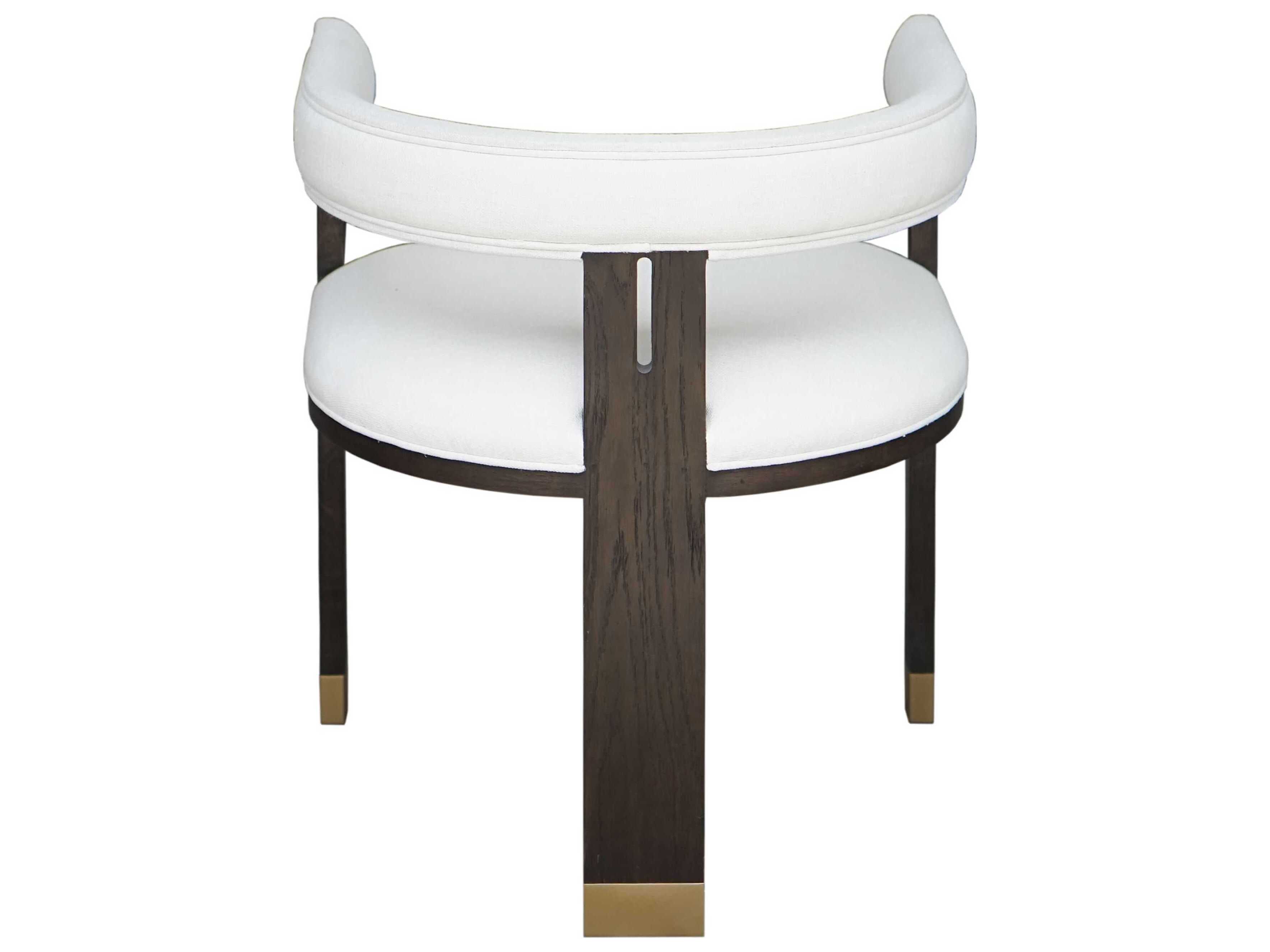 Worlds Away Hardwood White Upholstered Arm Dining Chair