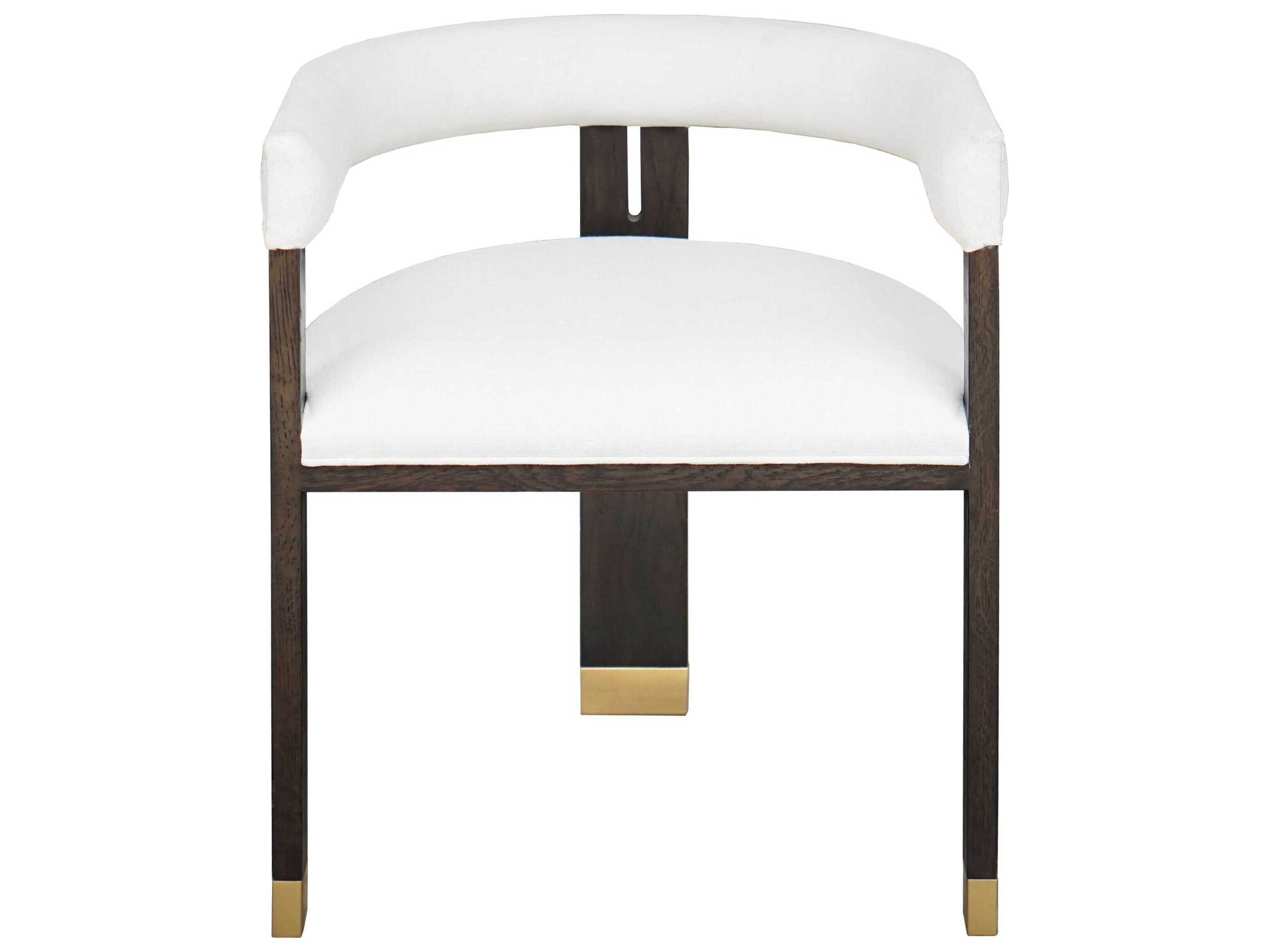 Worlds Away Hardwood White Upholstered Arm Dining Chair