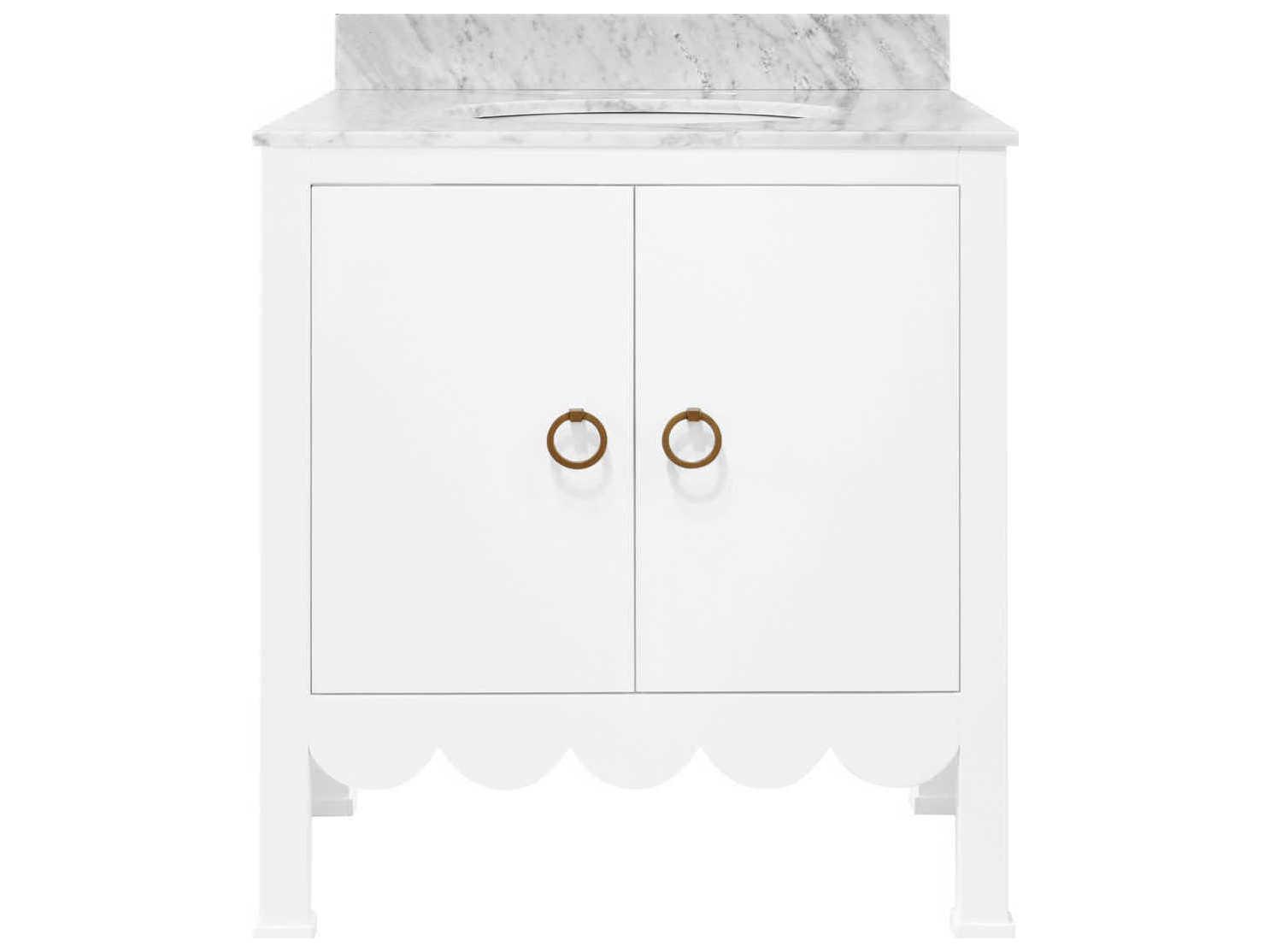 Worlds Away White Carrara Marble / Matte Lacquer Vanity