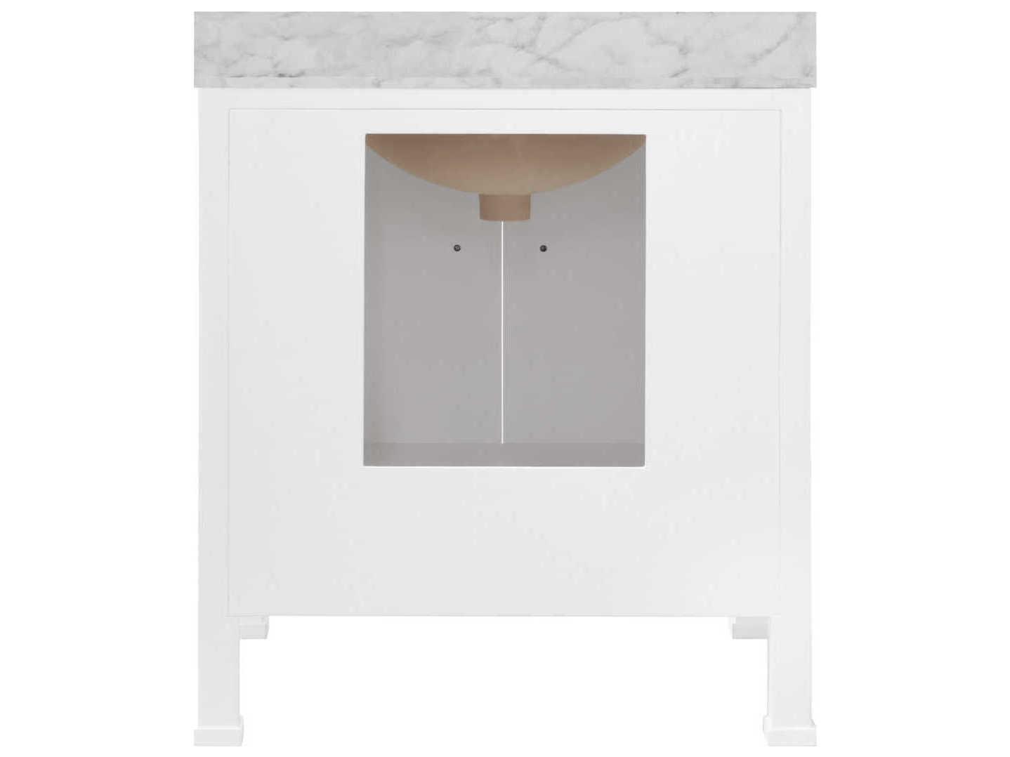 Worlds Away White Carrara Marble / Matte Lacquer Vanity