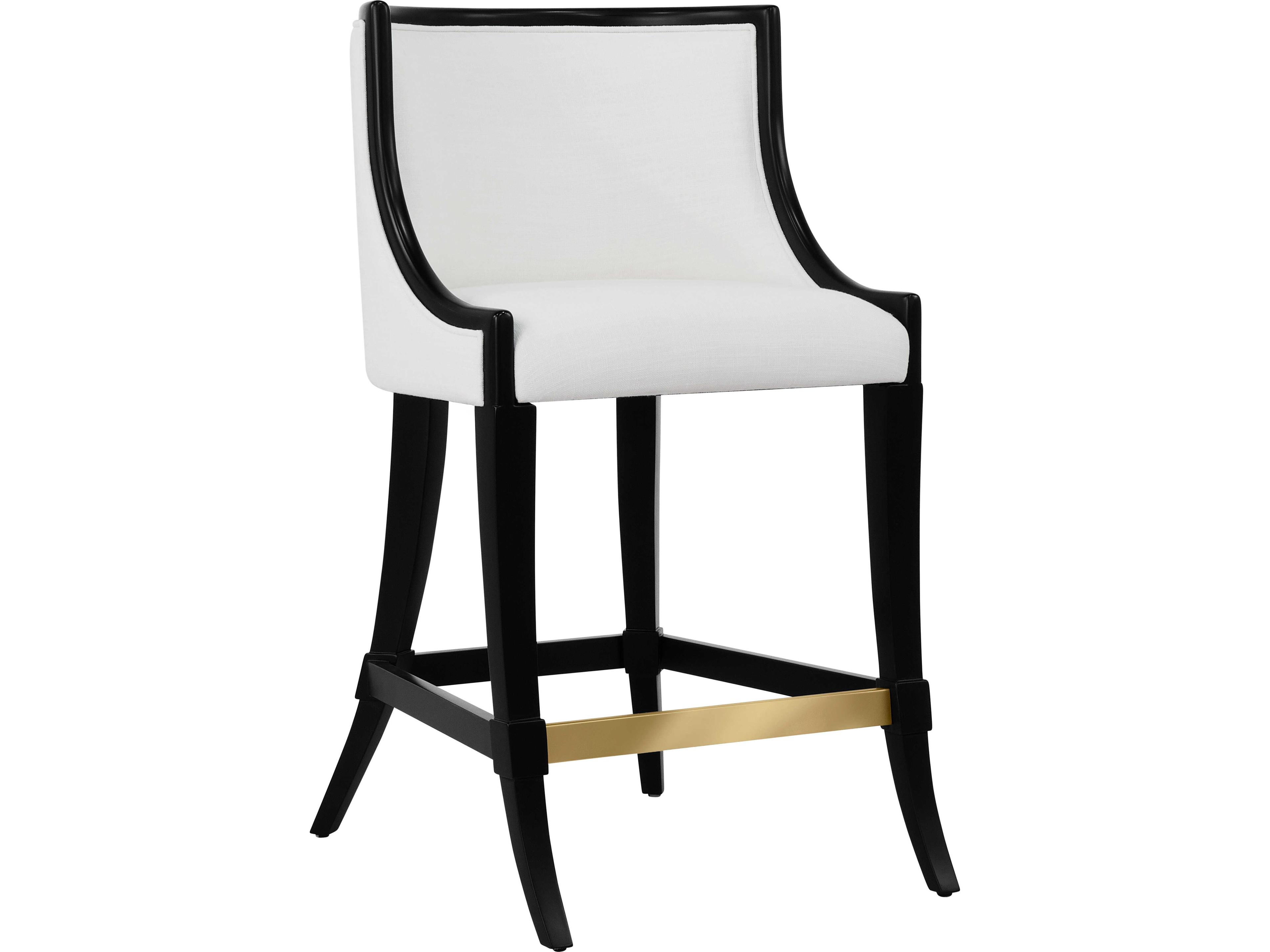 Worlds Away Keaton Black Upholstered Solid Wood Counter Stool