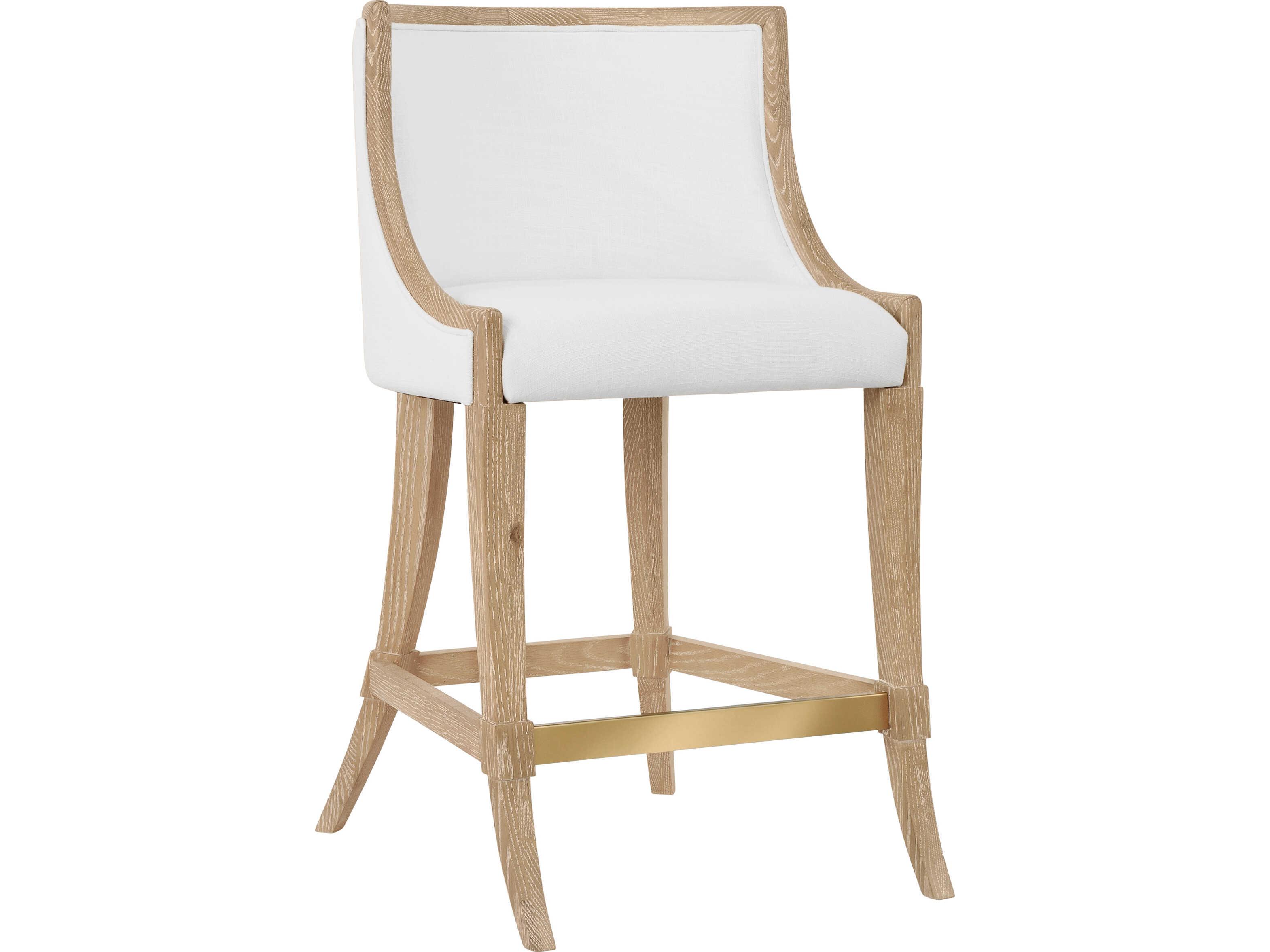Worlds Away Keaton Brown Upholstered Oak Wood Counter Stool