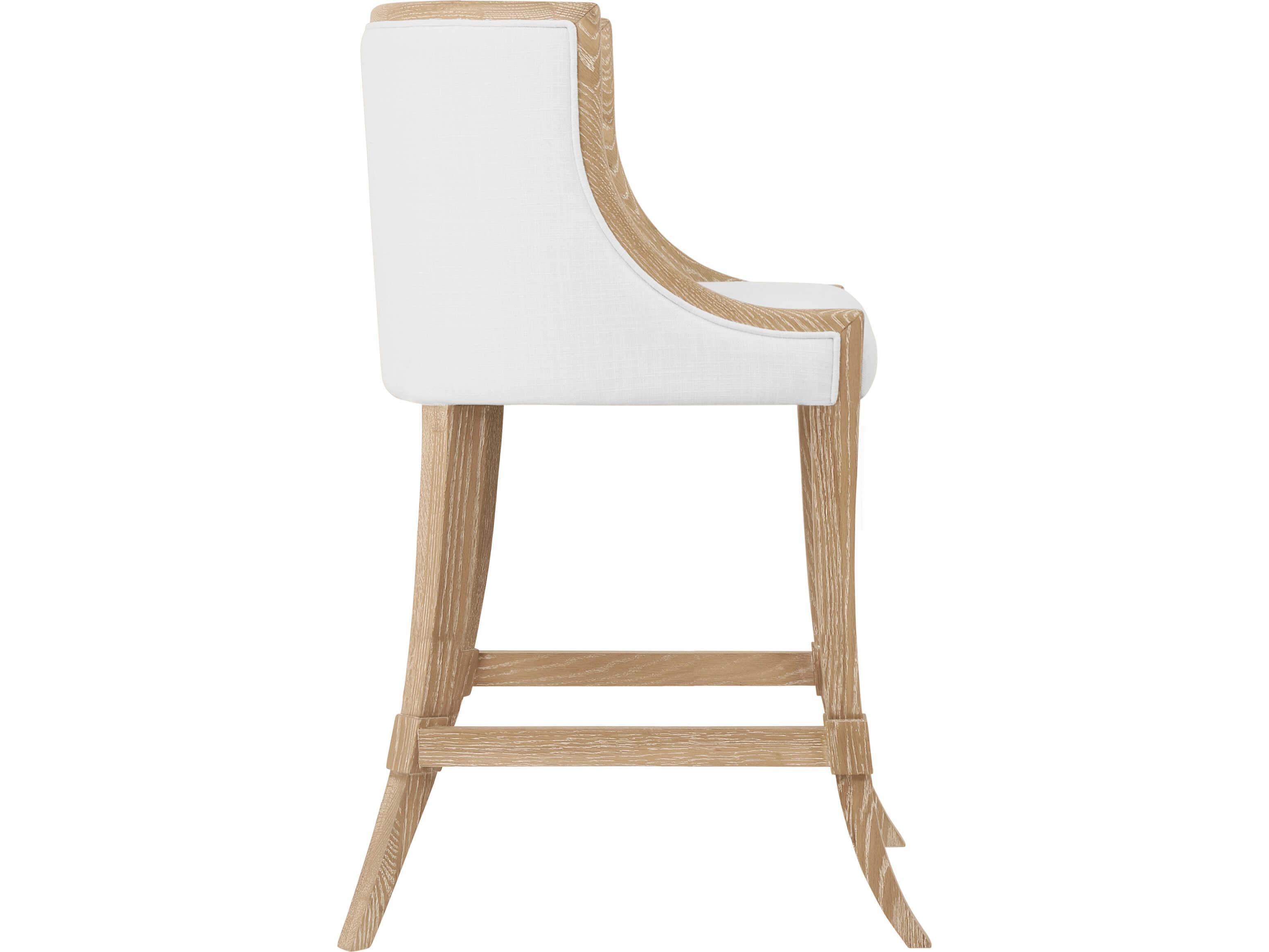 Worlds Away Keaton Brown Upholstered Oak Wood Counter Stool