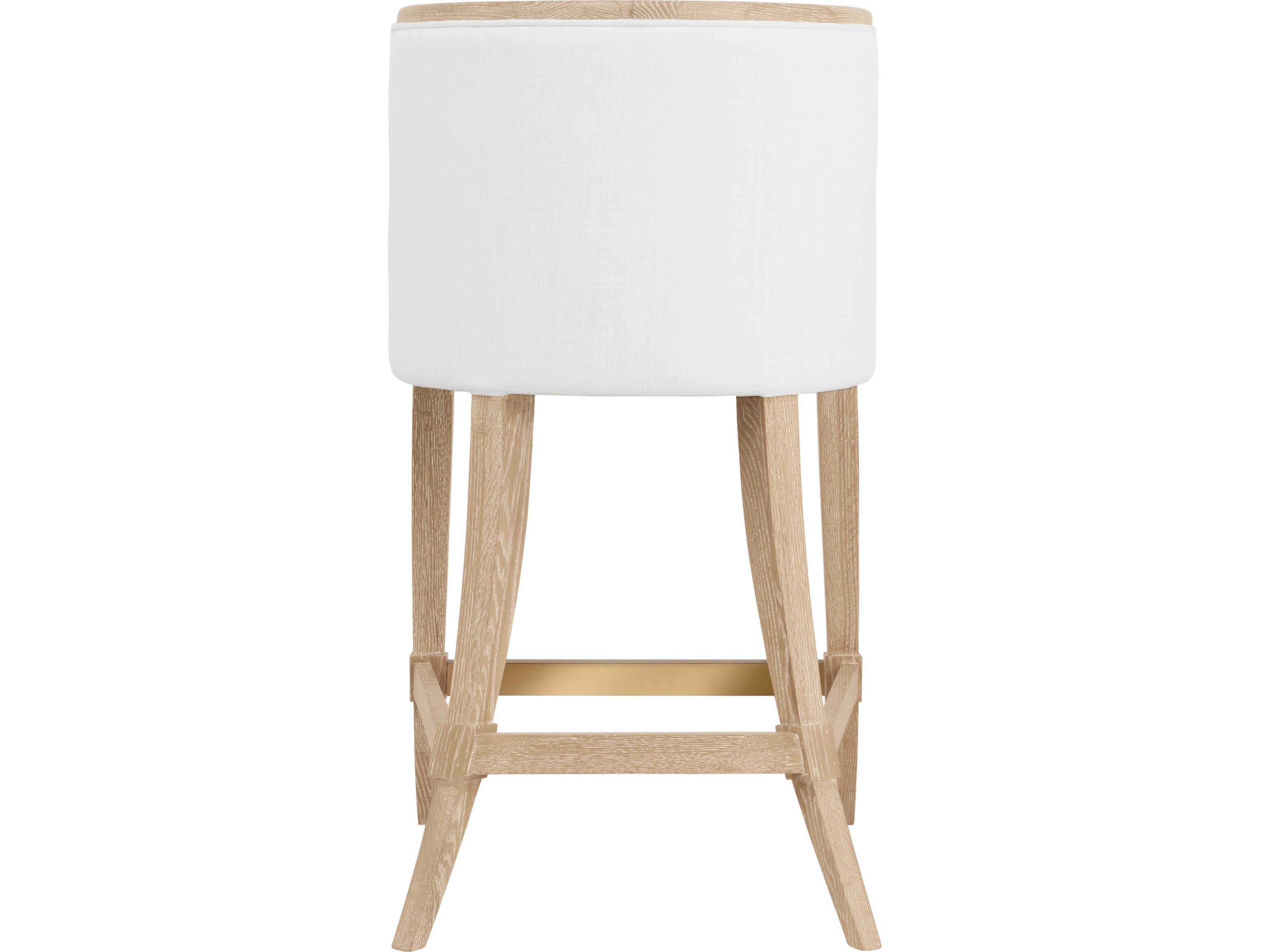 Worlds Away Keaton Brown Upholstered Oak Wood Counter Stool