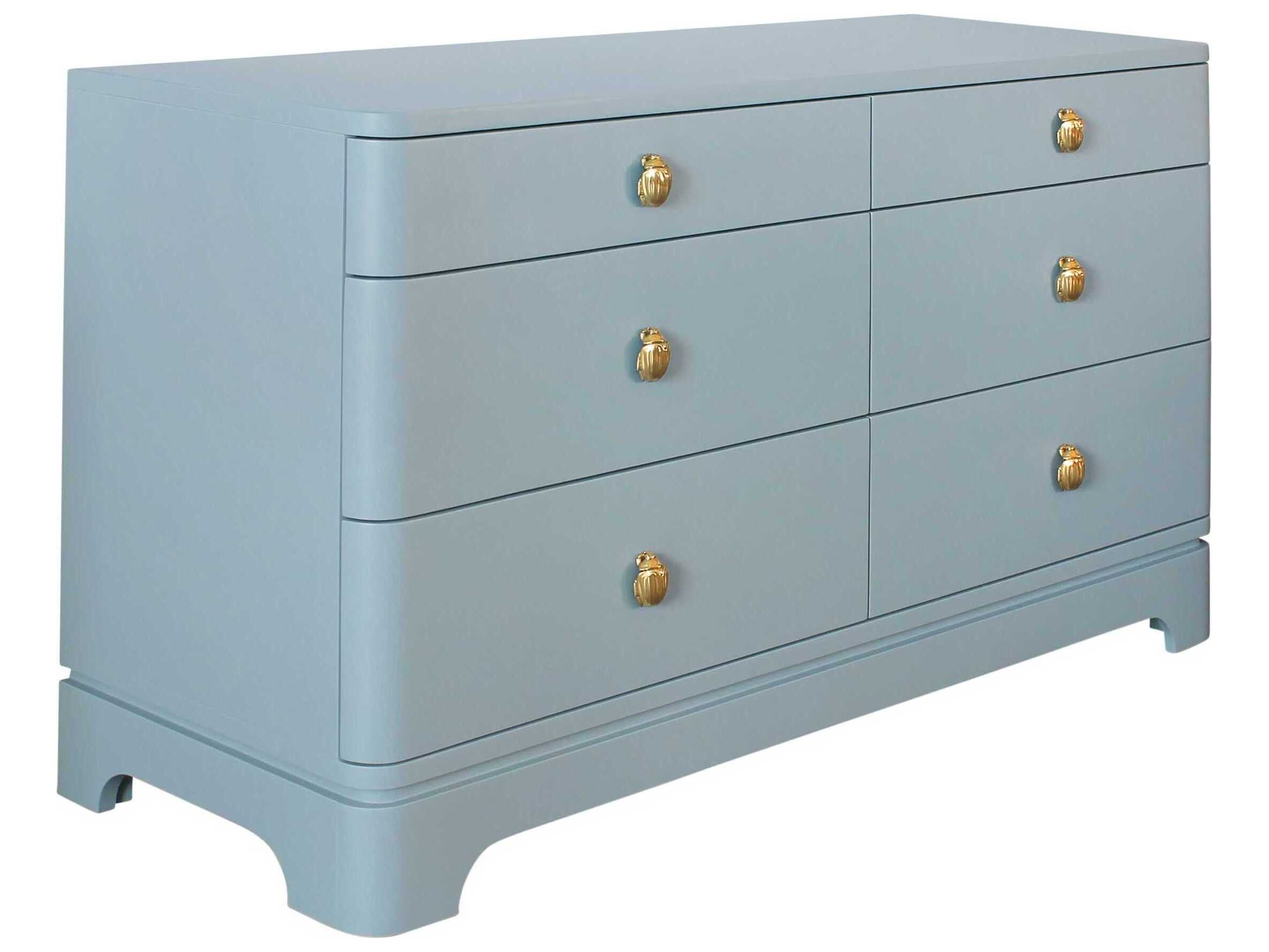 Worlds Away 6-Drawers Blue Double Dresser