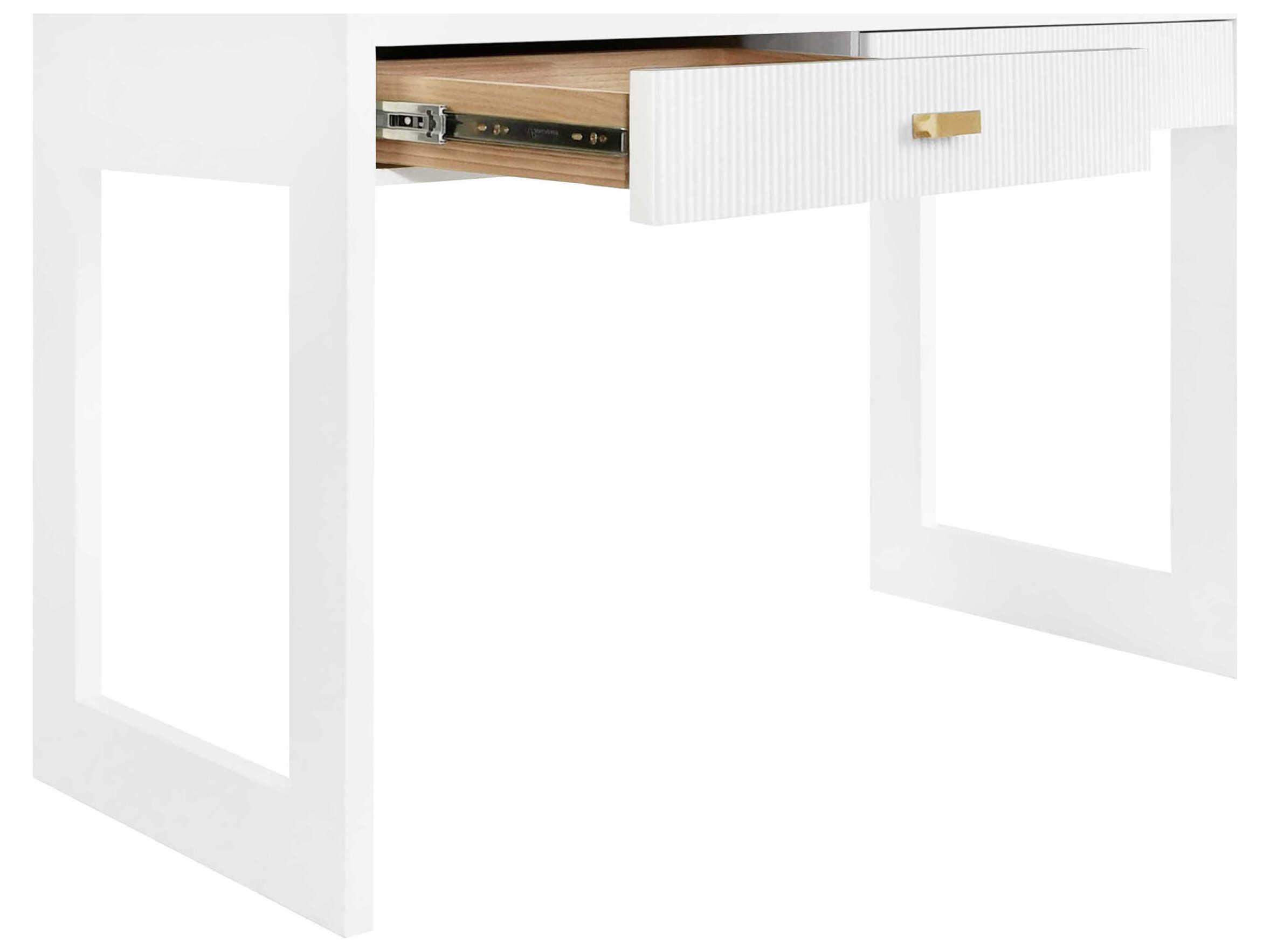 Worlds Away Matte White Lacquer Secretary Desk