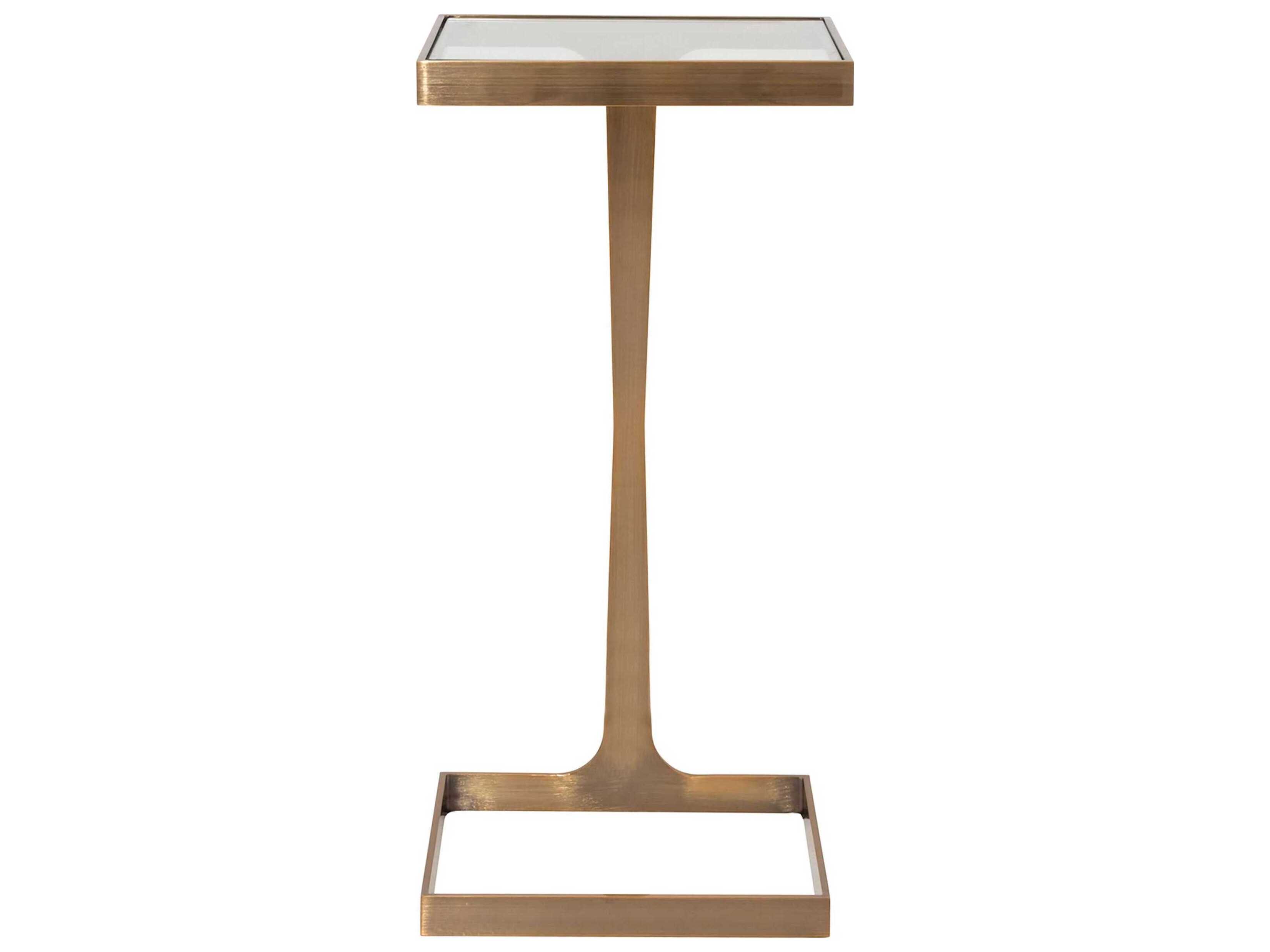 Worlds Away Rectangular Glass Antique Brass End Table