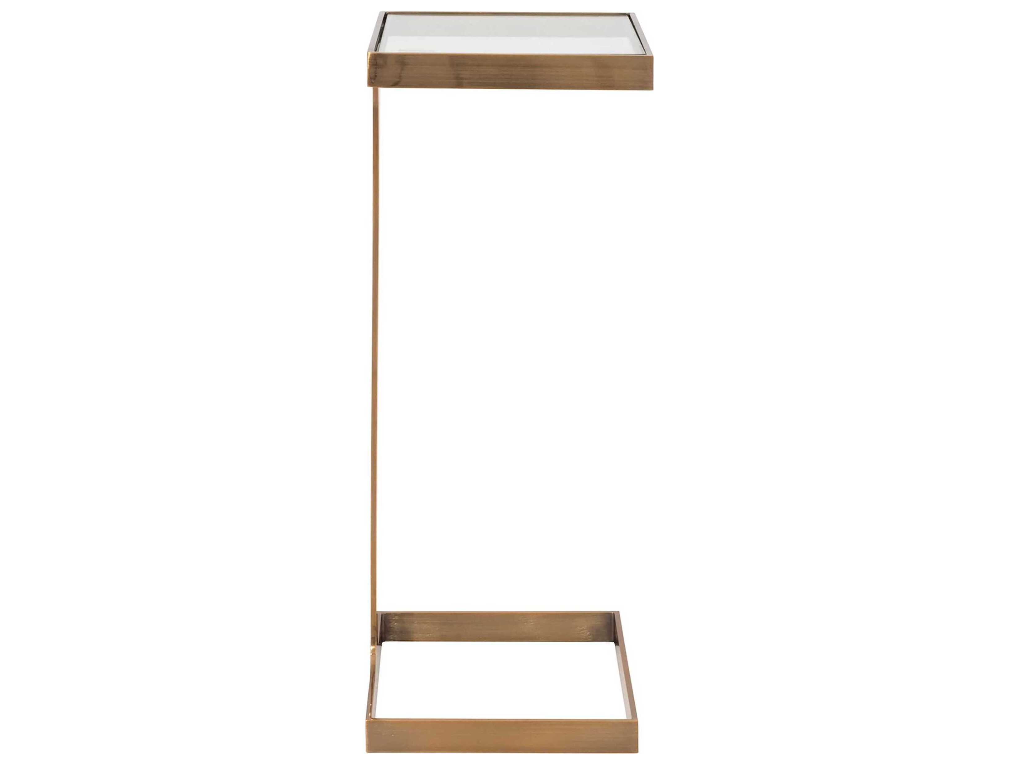 Worlds Away Rectangular Glass Antique Brass End Table