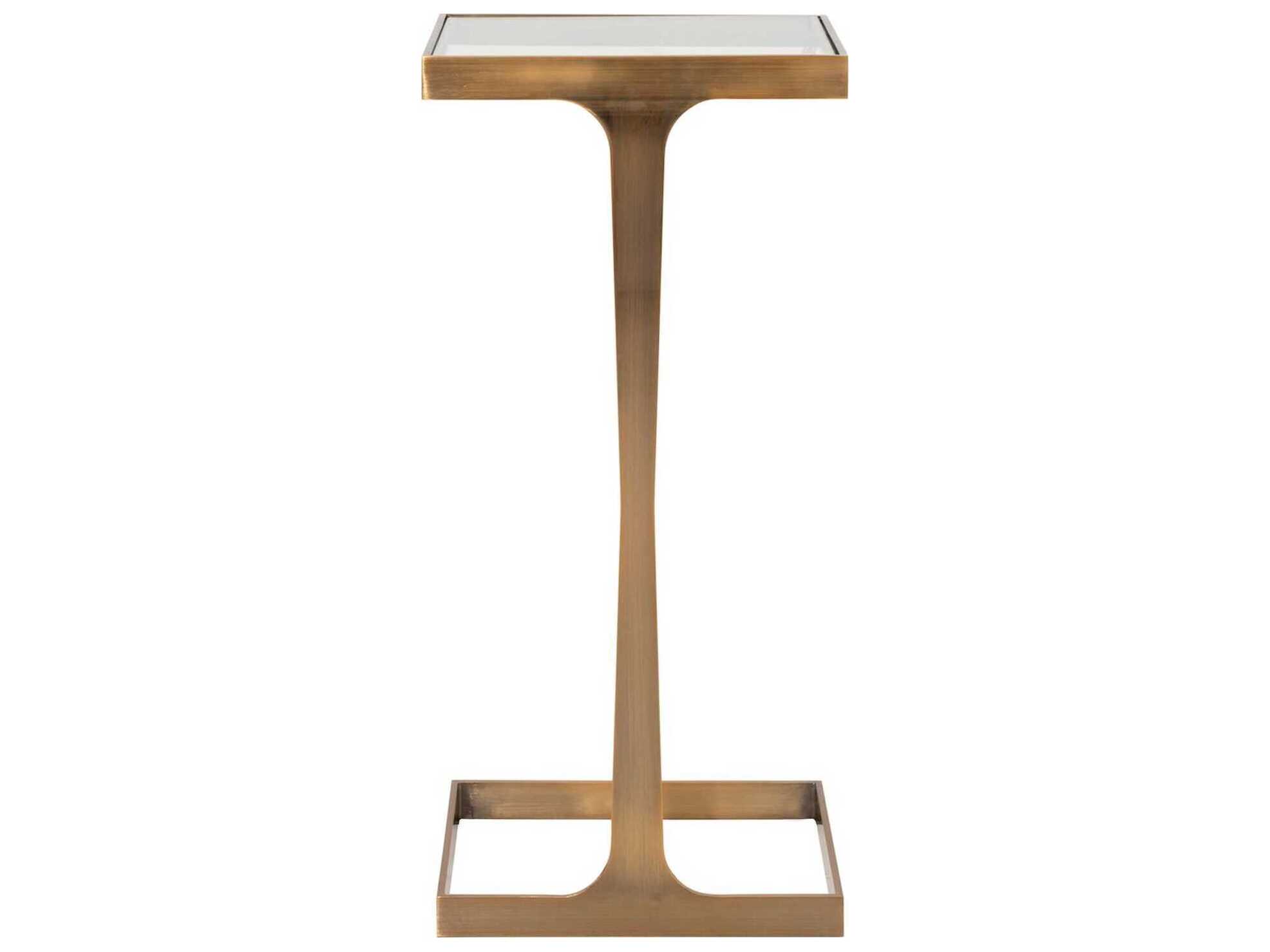 Worlds Away Rectangular Glass Antique Brass End Table