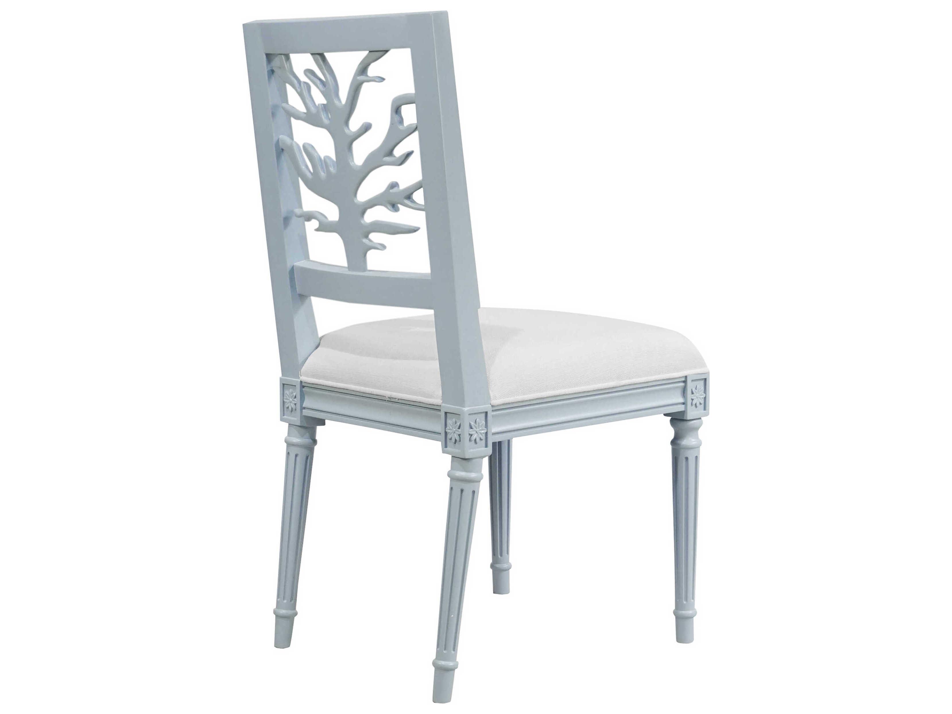 Worlds Away Blue Upholstered Side Dining Chair