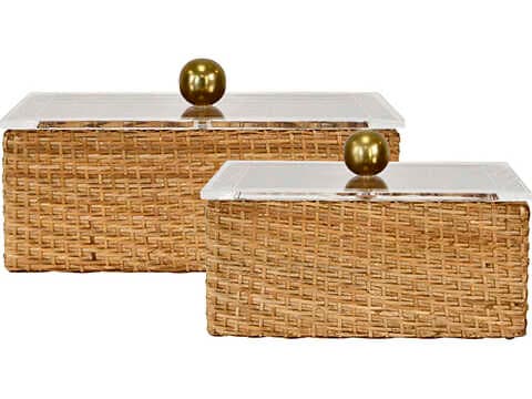 Worlds Away Meryl Brown Storage Bin Large