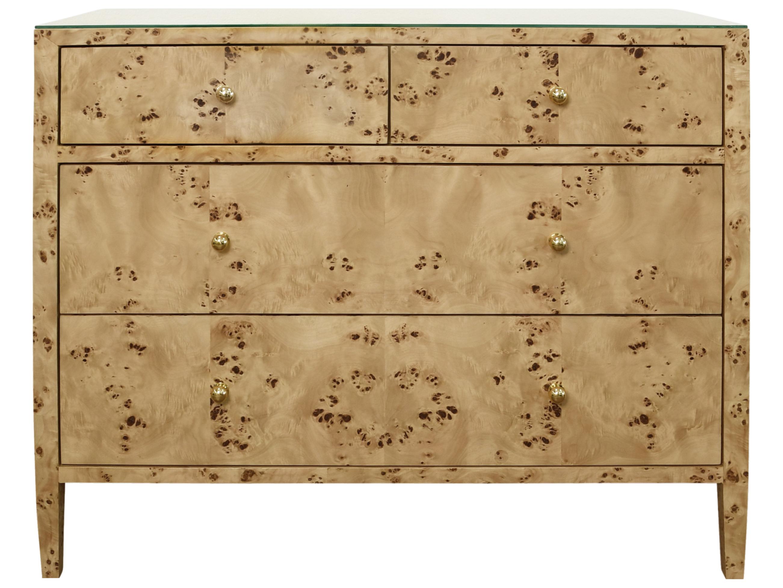 Worlds Away 4-Drawers Brown Burlwood Dresser