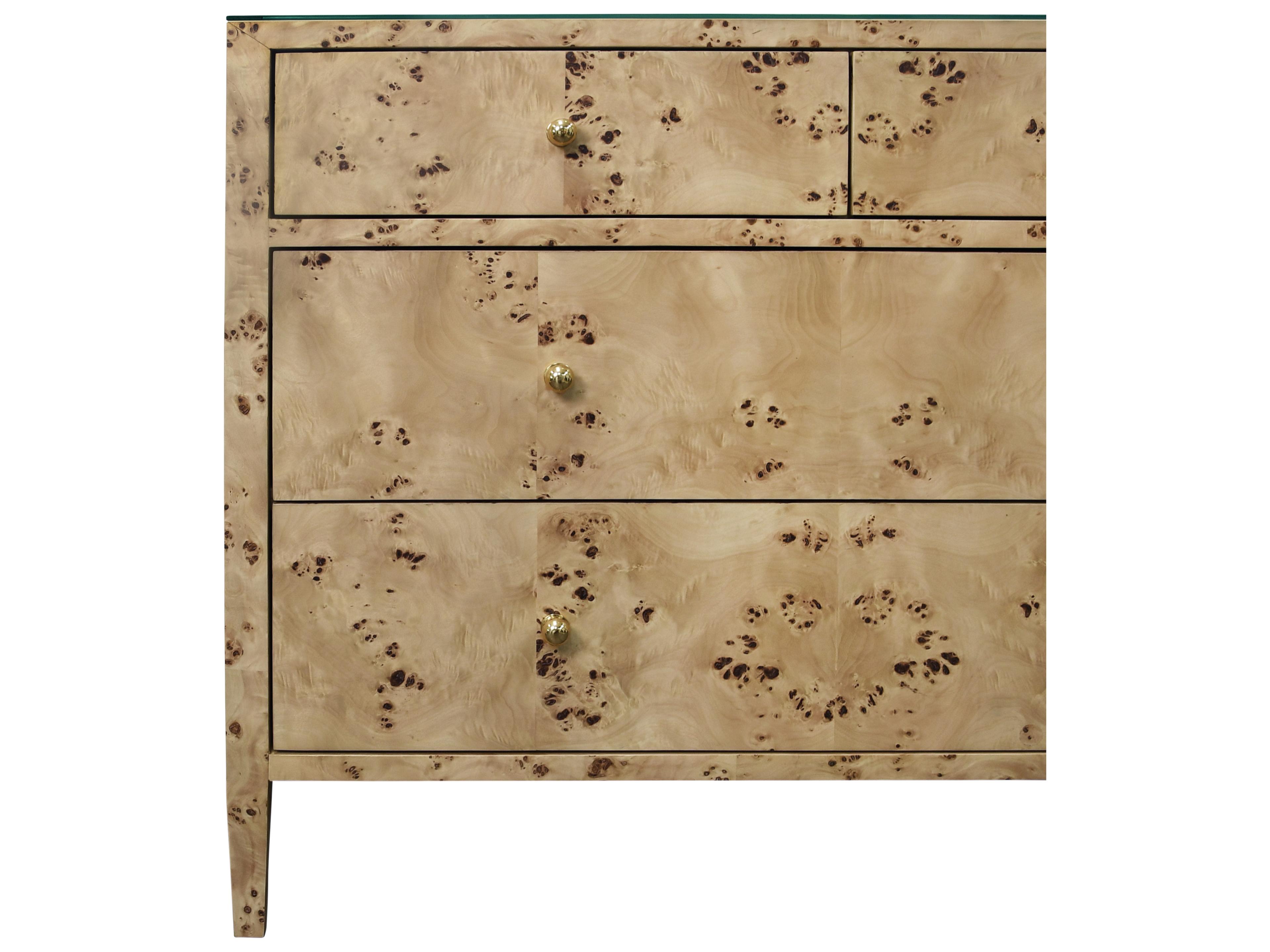 Worlds Away 4-Drawers Brown Burlwood Dresser
