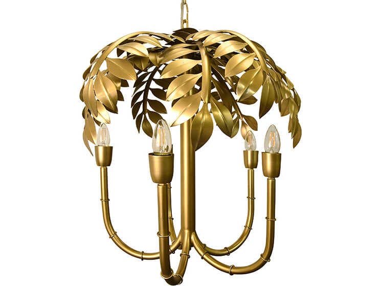 Worlds Away Millie Palm Tree 5-Light Brass Traditional Chandelier