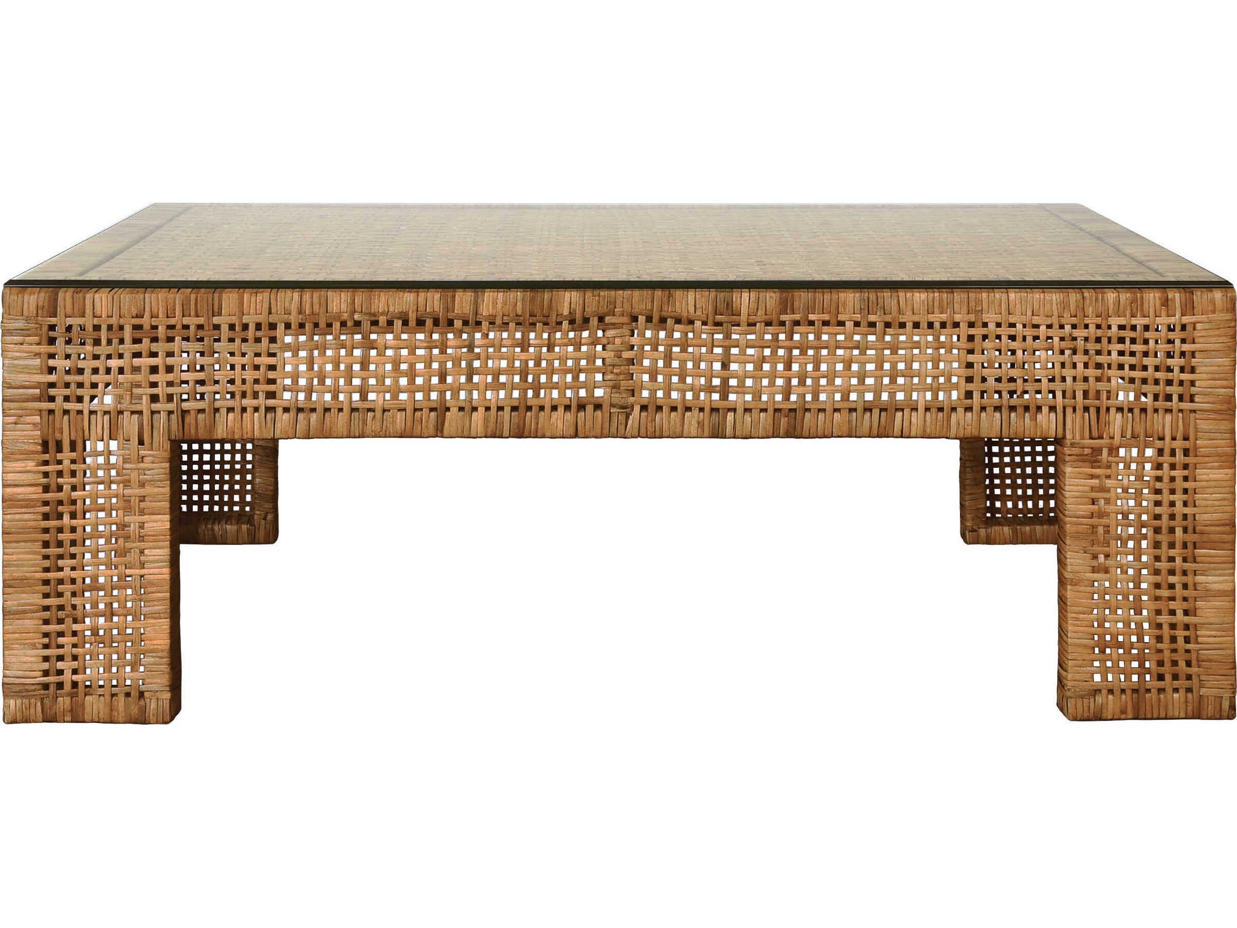 Worlds Away Rectangular Glass Natural Coffee Table