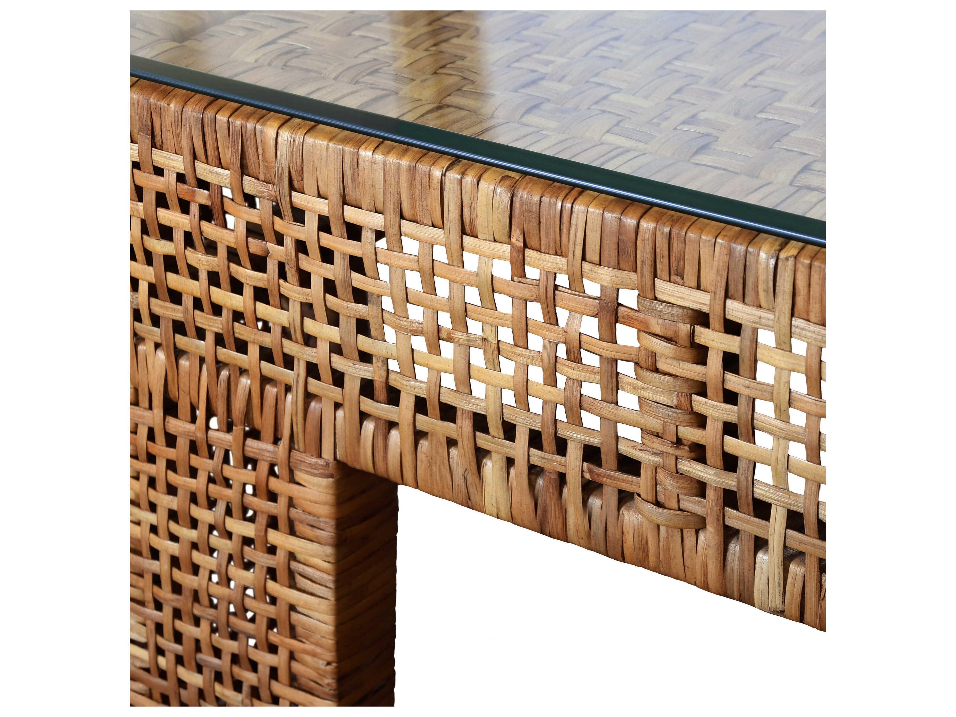 Worlds Away Rectangular Glass Natural Coffee Table