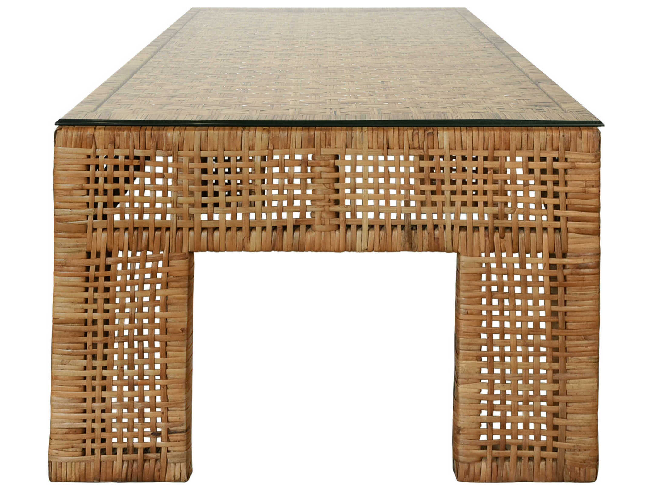 Worlds Away Rectangular Glass Natural Coffee Table