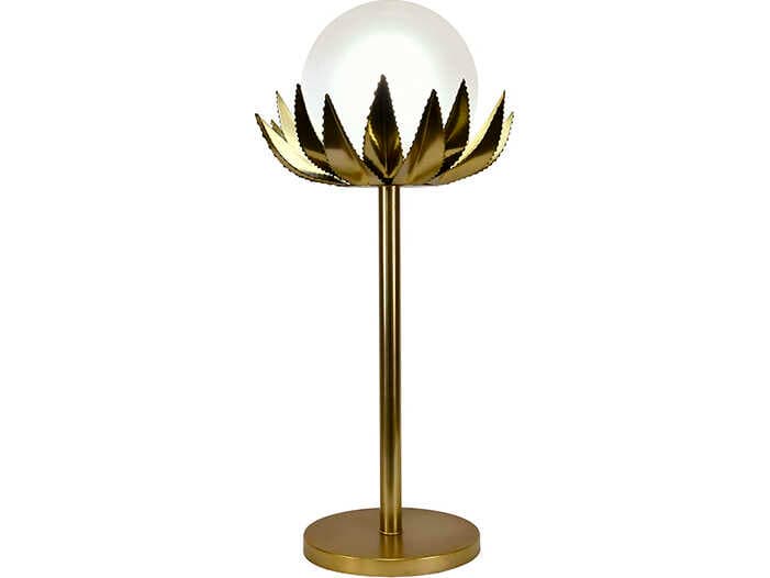 Worlds Away Moxie Pal Leaf Brass Table Lamp