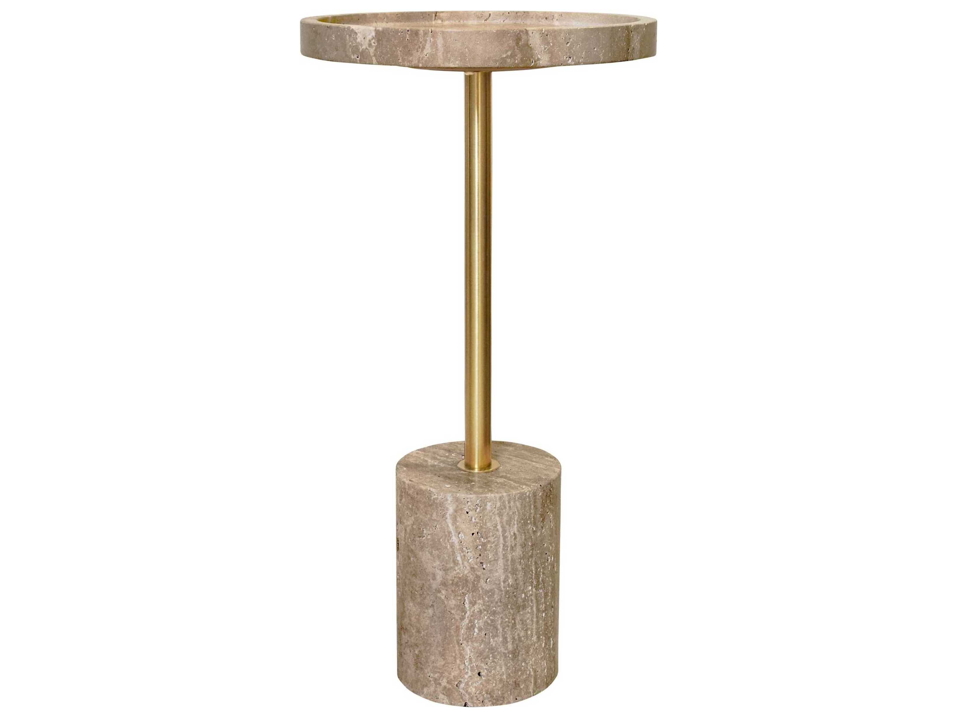 Worlds Away Round Marble End Table