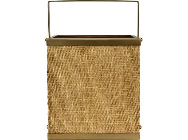 Worlds Away Nelson Woven Rattan Brown Storage Bin Magazine Holder