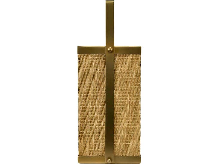 Worlds Away Nelson Woven Rattan Brown Storage Bin Magazine Holder