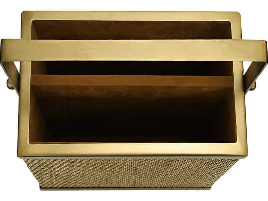 Worlds Away Nelson Woven Rattan Brown Storage Bin Magazine Holder