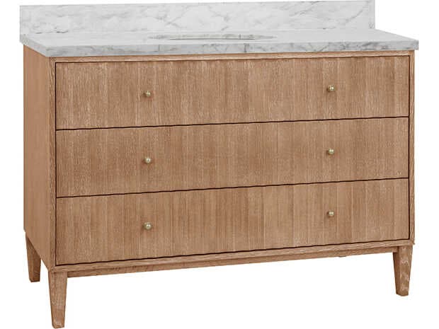 Worlds Away Odin Brown Vanity With White Marble Top Porcelain Sink