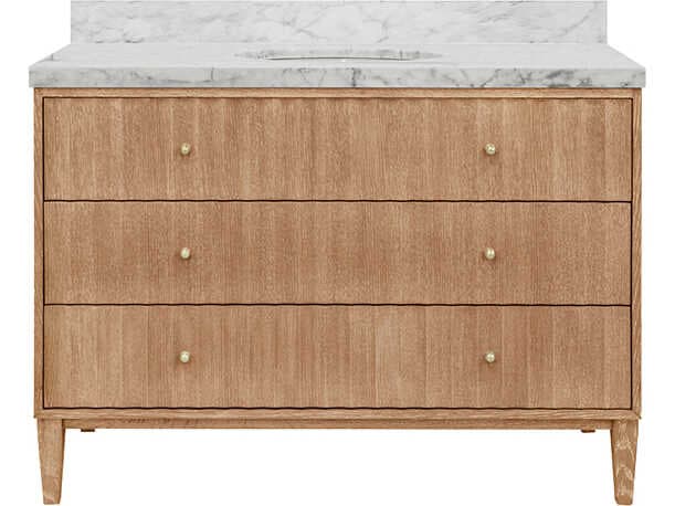 Worlds Away Odin Brown Vanity With White Marble Top Porcelain Sink