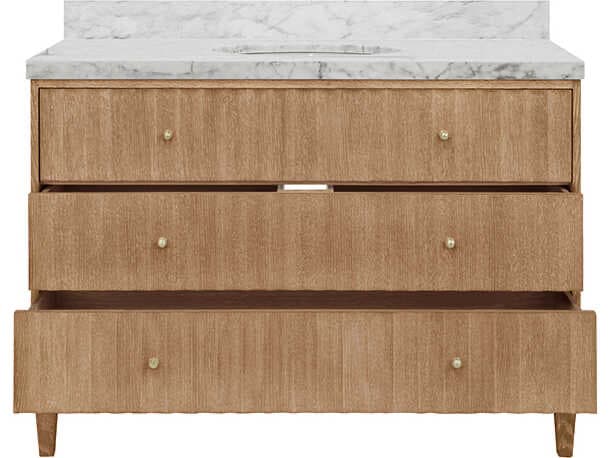 Worlds Away Odin Brown Vanity With White Marble Top Porcelain Sink