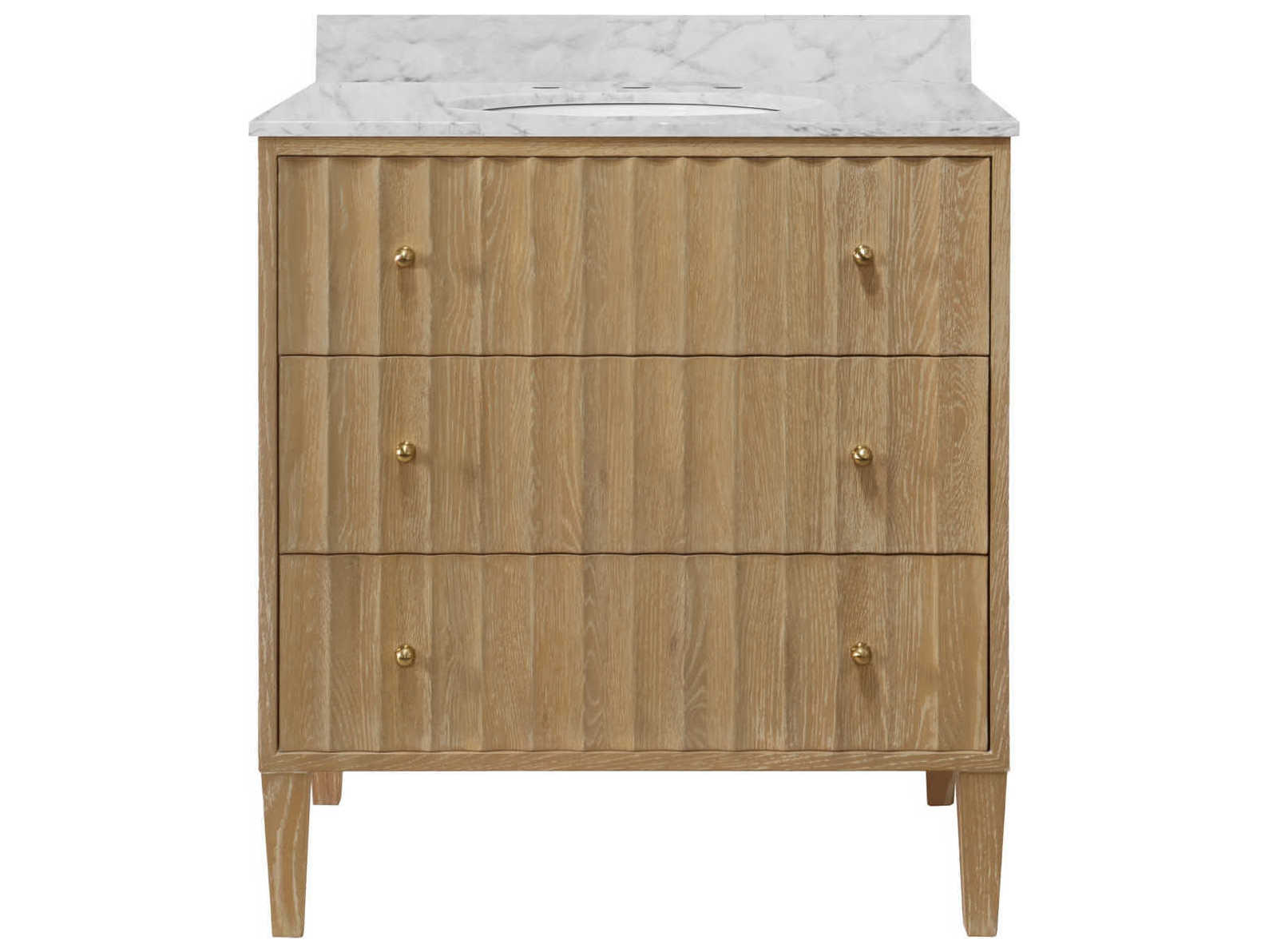 Worlds Away White Carrara Marble / Cerused Oak Vanity