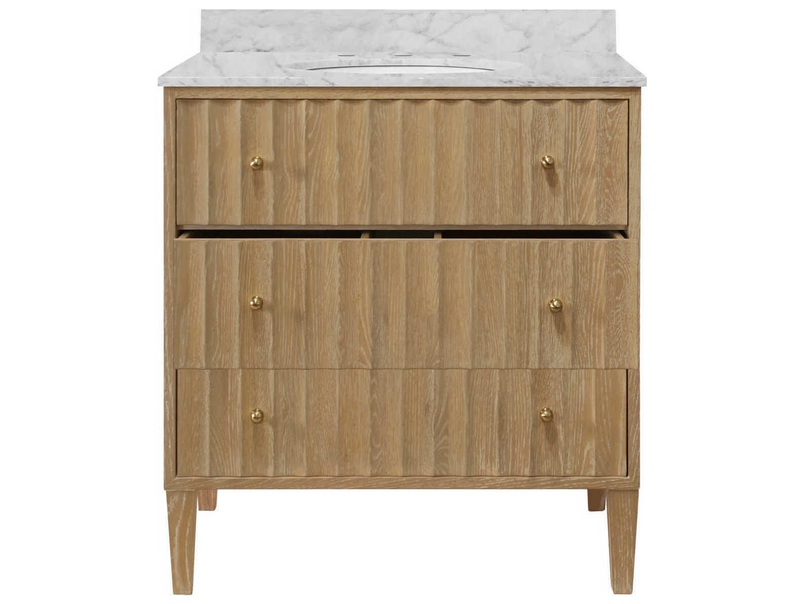 Worlds Away White Carrara Marble / Cerused Oak Vanity