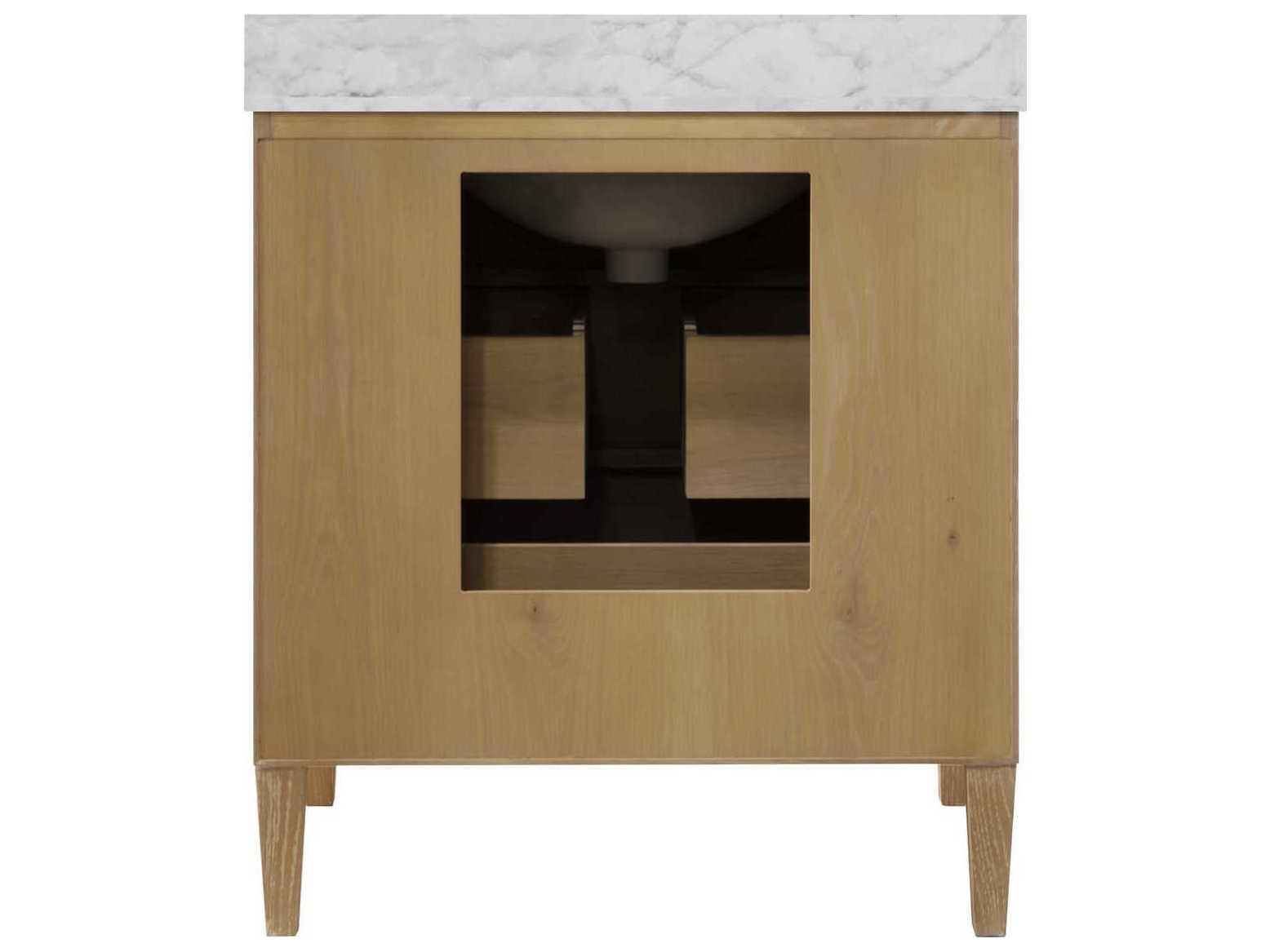 Worlds Away White Carrara Marble / Cerused Oak Vanity