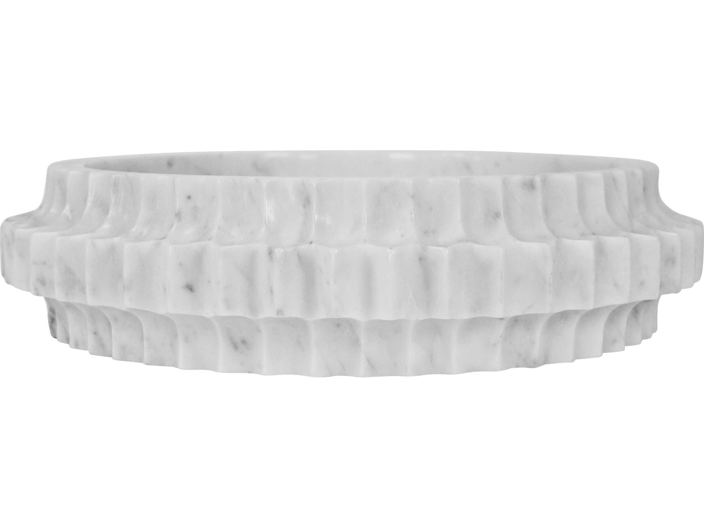 Worlds Away Olin Round Marble Serving Tray With Carved Edges