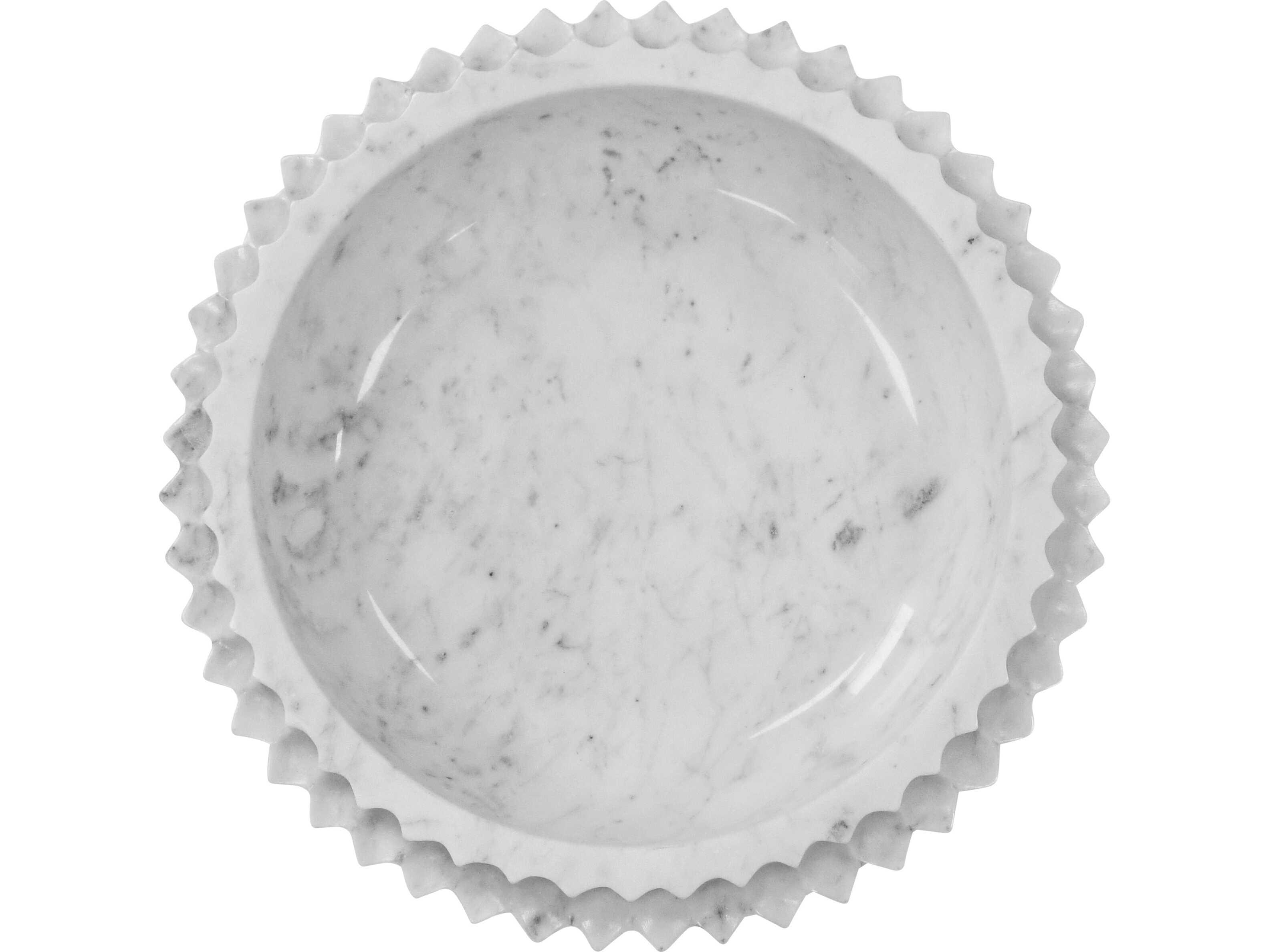 Worlds Away Olin Round Marble Serving Tray With Carved Edges