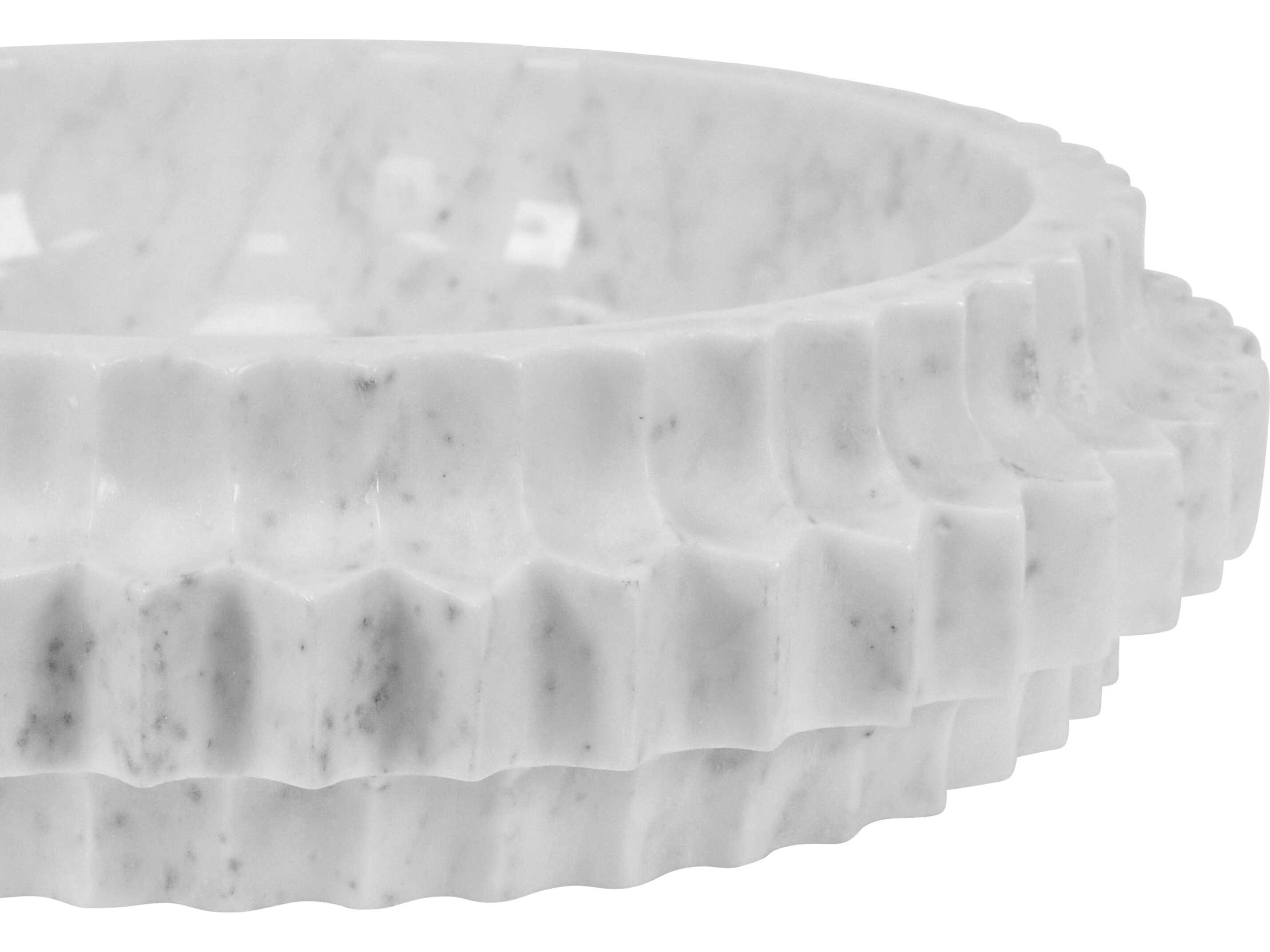 Worlds Away Olin Round Marble Serving Tray With Carved Edges