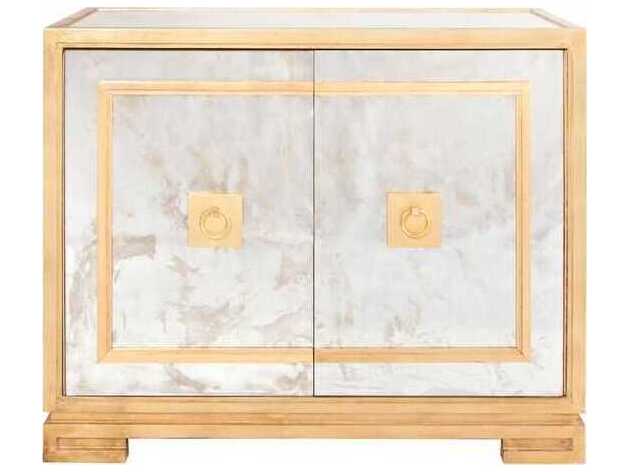 Worlds Away Gold Antique Mirror Accent Chest